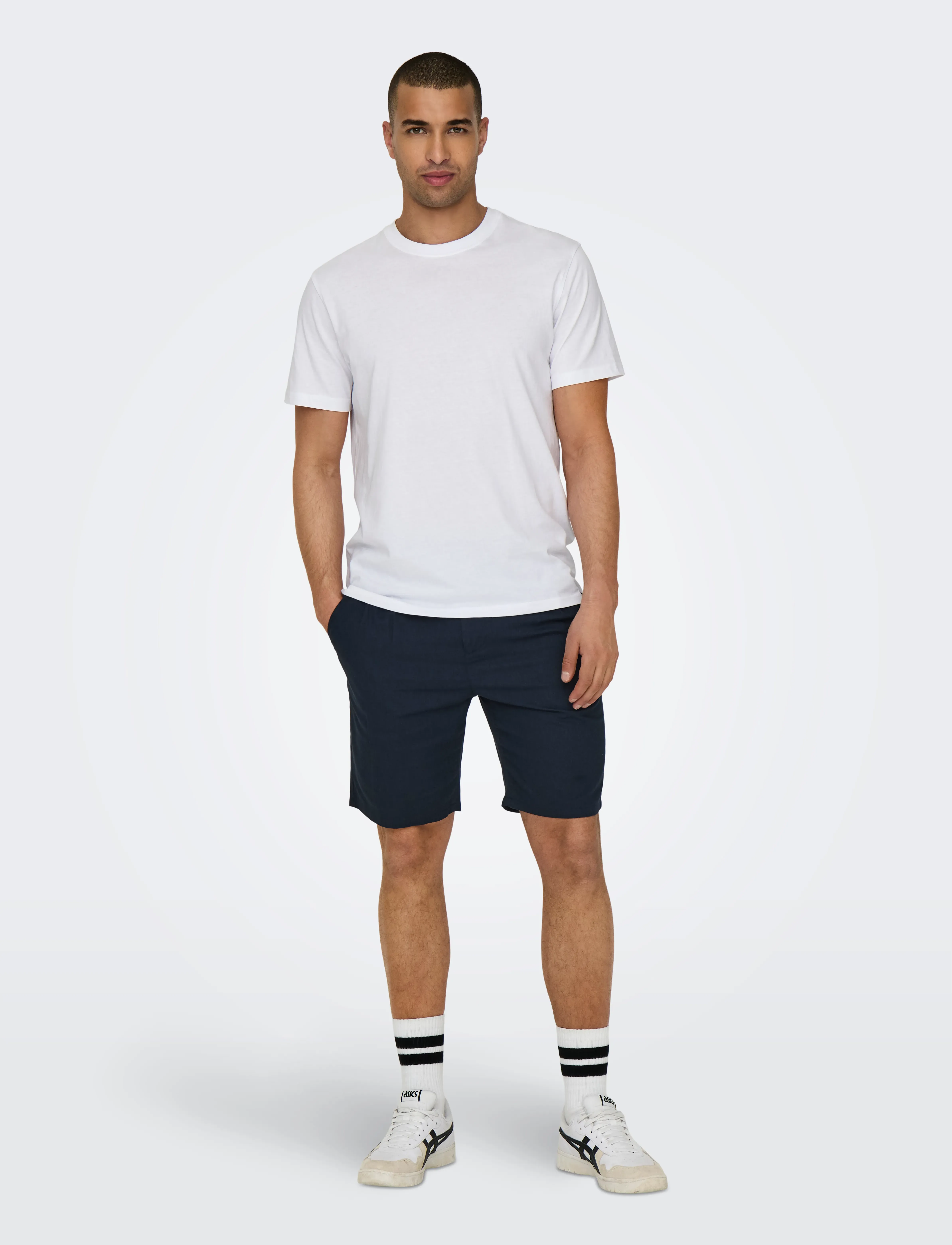 ONLY & SONS - ONSLEO LINEN MIX 0048 SHORTS - citi varianti - dark navy - 4