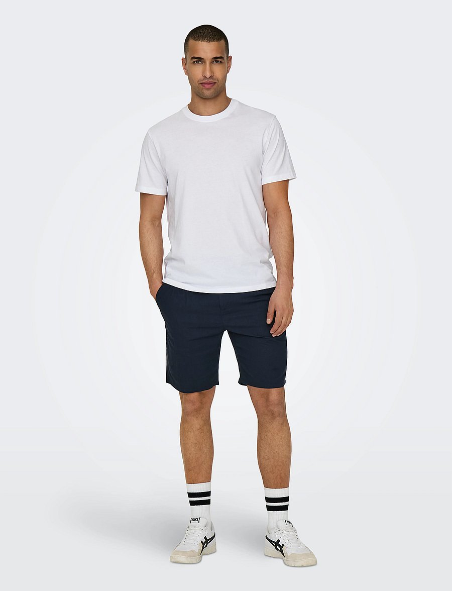 ONLY & SONS - ONSLEO LINEN MIX 0048 SHORTS - linnen shorts - dark navy - 4