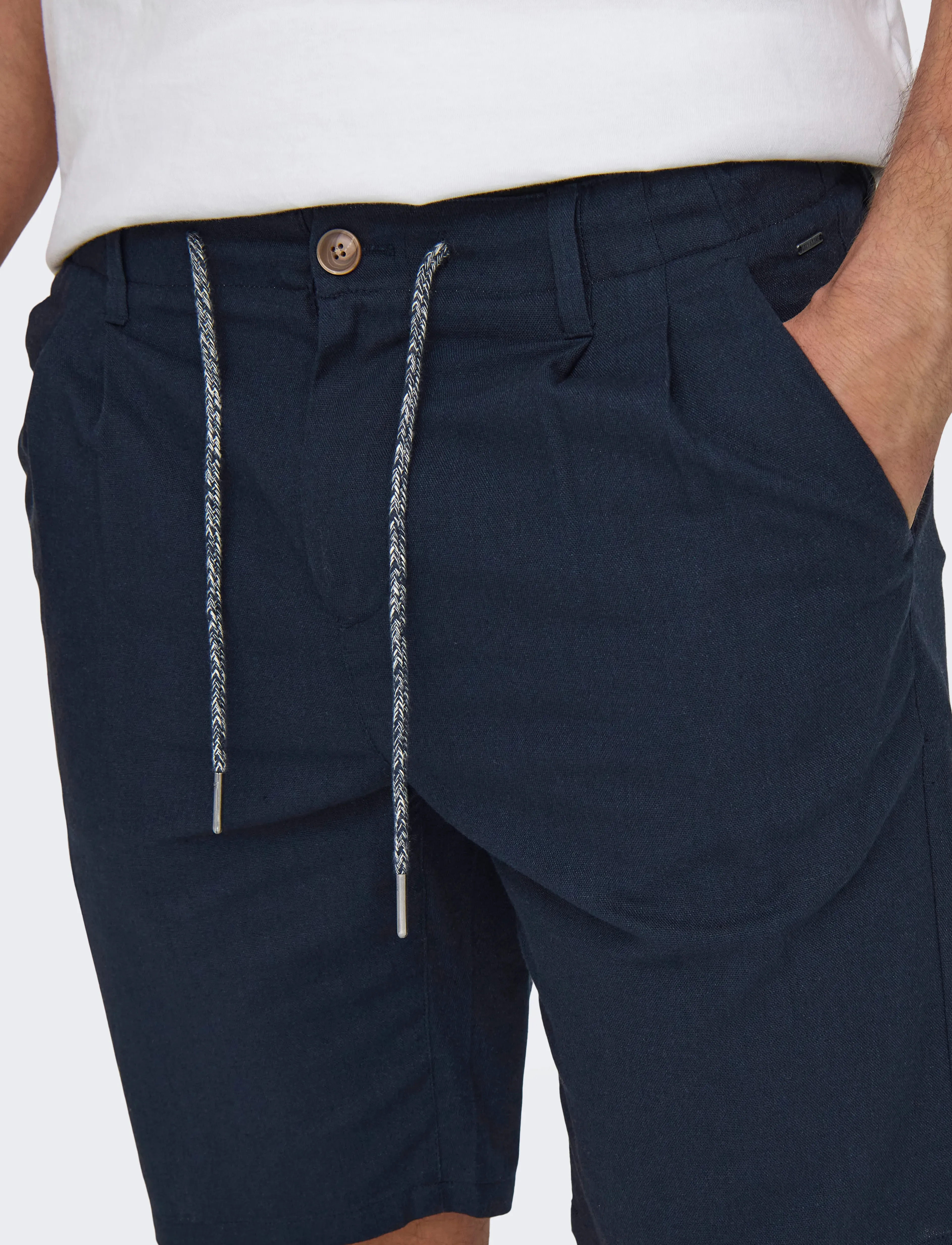 ONLY & SONS - ONSLEO LINEN MIX 0048 SHORTS - linnen shorts - dark navy - 5