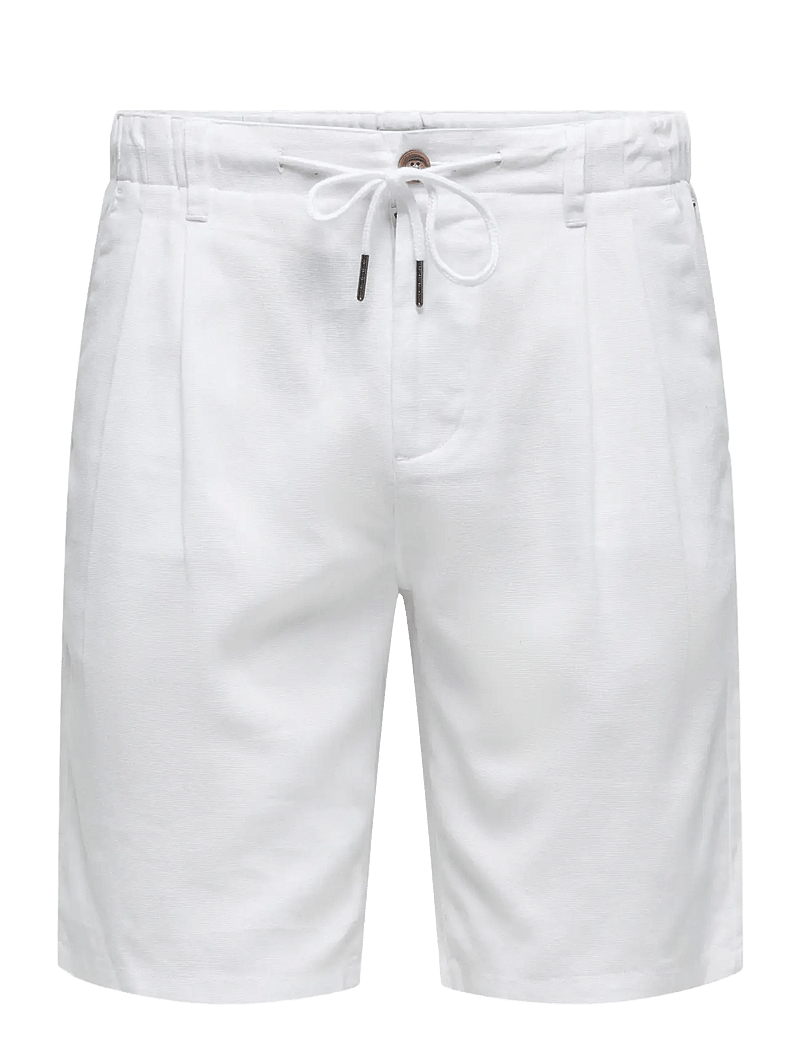 ONLY & SONS - ONSLEO LINEN MIX 0048 SHORTS - linneshorts - white - 0