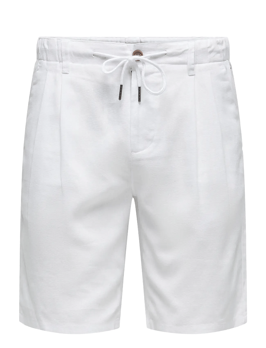 ONLY & SONS - ONSLEO LINEN MIX 0048 SHORTS - leinen-shorts - white - 0