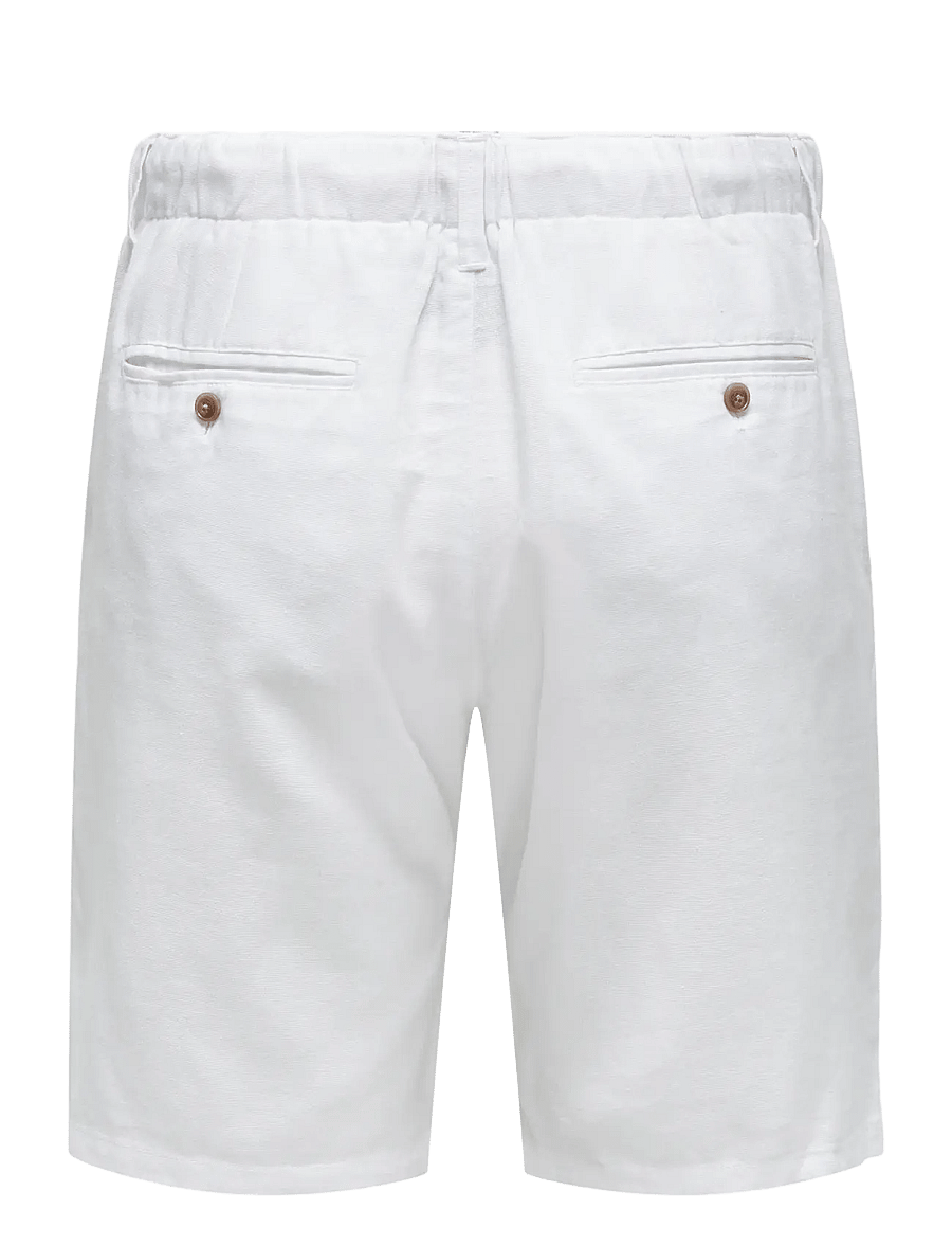 ONLY & SONS - ONSLEO LINEN MIX 0048 SHORTS - leinen-shorts - white - 1