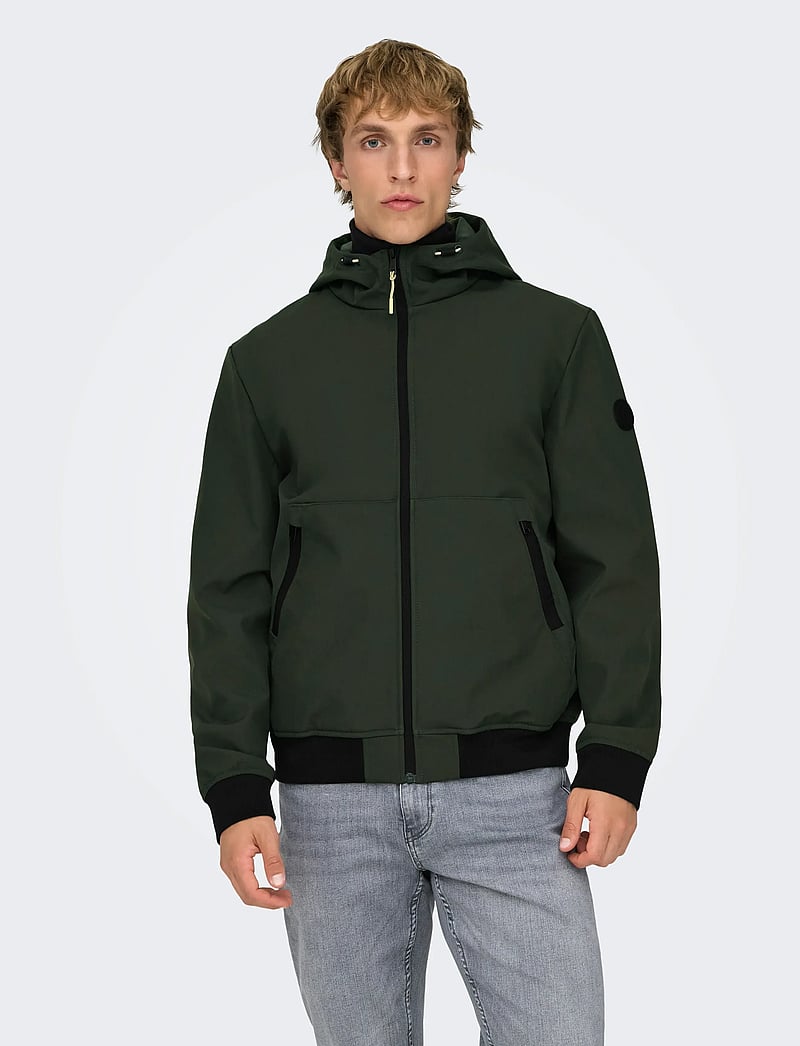 ONLY & SONS - ONSBOWIE SOFTSHELL BOMBER NOOS - frühlingsjacken - peat - 0