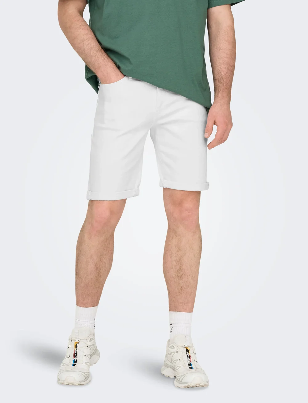 ONLY & SONS - ONSPLY WHITE 9297 AZG DNM SHORTS NOOS - jorts - white - 0