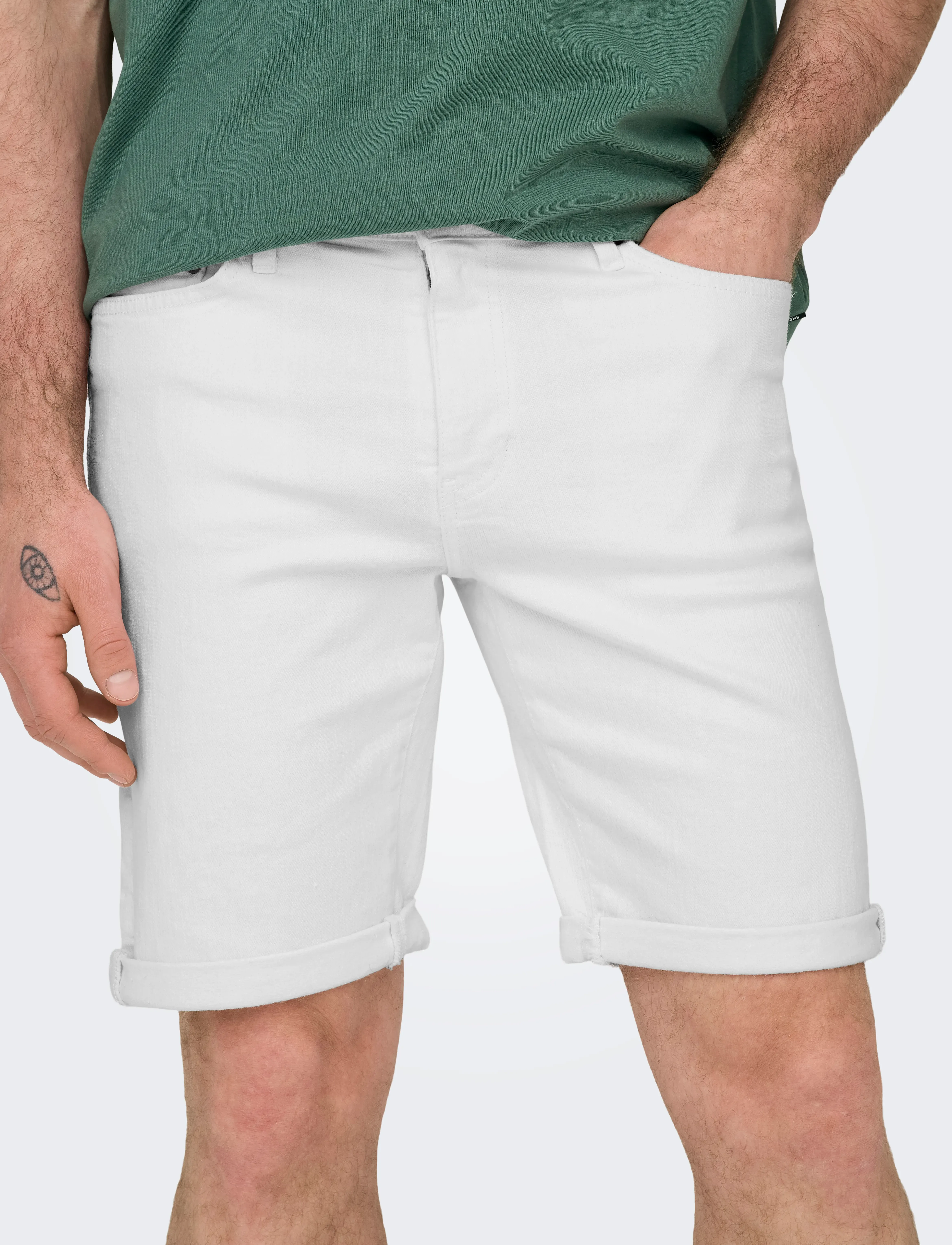 ONLY & SONS - ONSPLY WHITE 9297 AZG DNM SHORTS - jeans shorts - white - 5