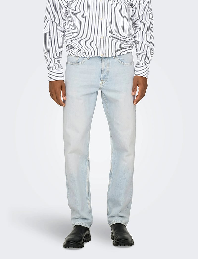 ONLY & SONS - ONSEDGE STRAIGHT LB 9393 DOT DNM NOOS - regular jeans - light blue bleached denim - 0
