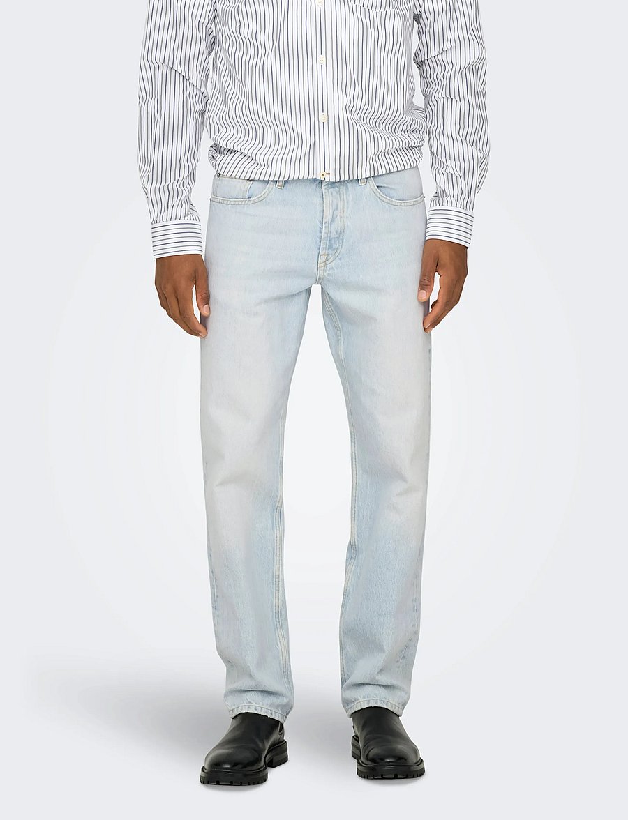 ONLY & SONS - ONSEDGE STRAIGHT LB 9393 DOT DNM NOOS - tavalised teksad - light blue bleached denim - 0