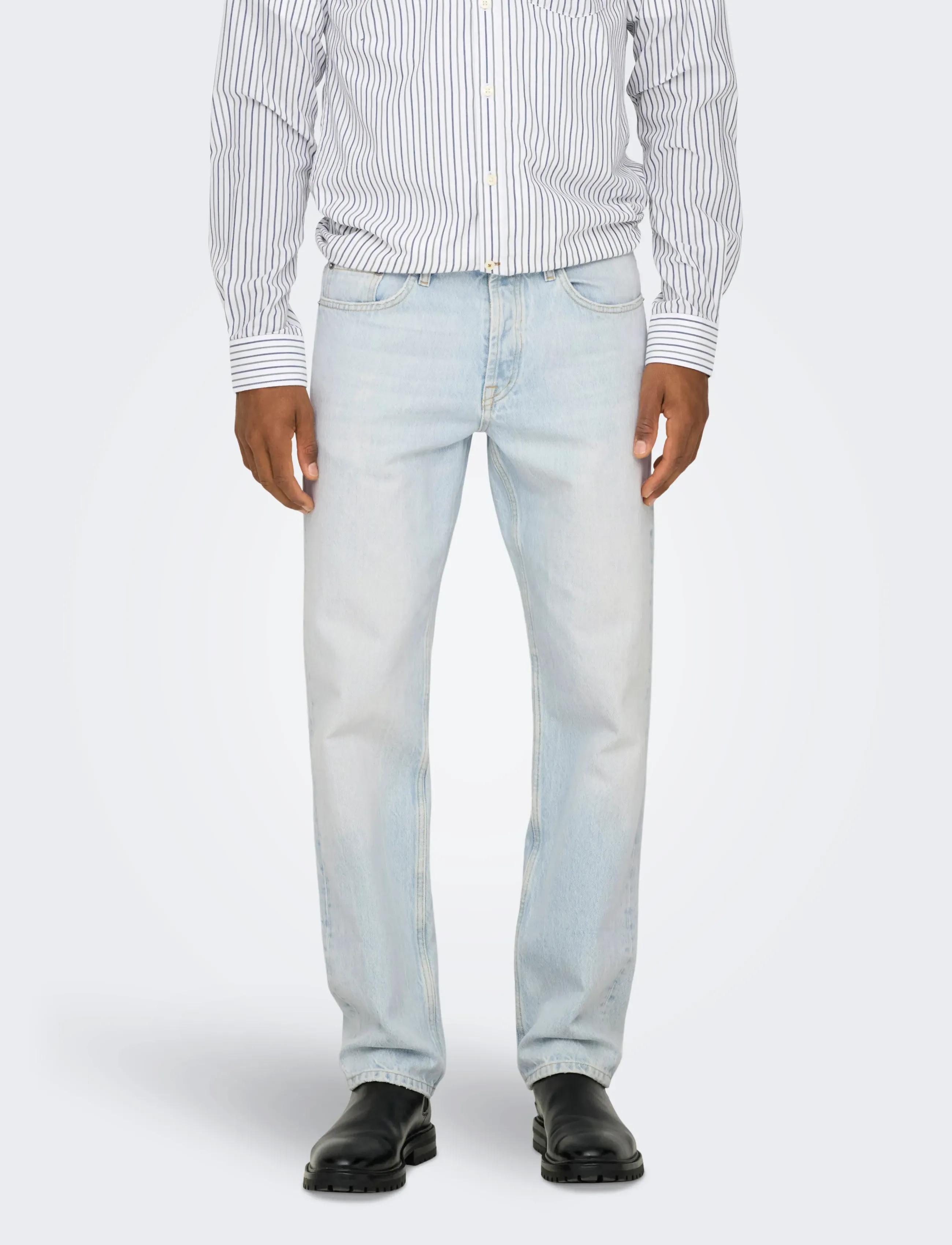 ONLY & SONS - ONSEDGE STRAIGHT LB 9393 DOT DNM NOOS - bukser & jeans - light blue bleached denim - 0