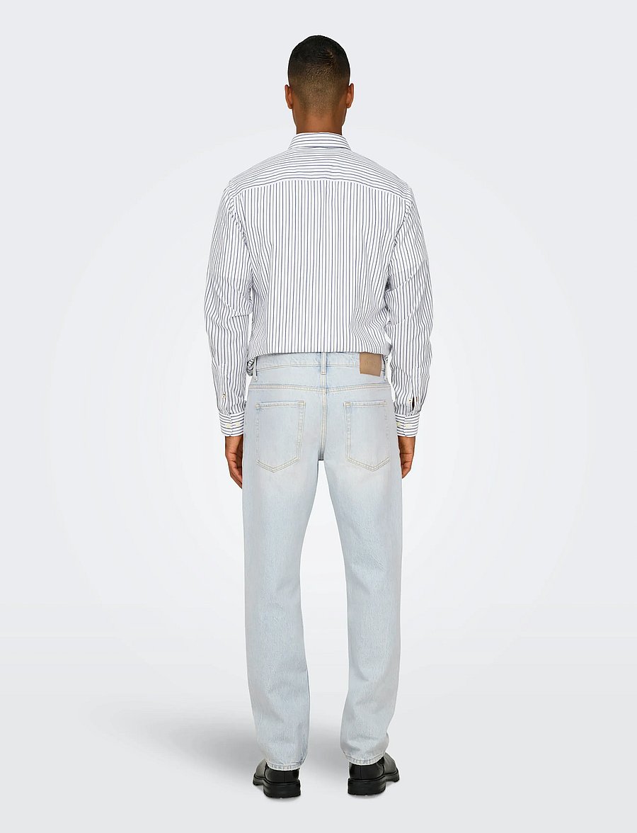 ONLY & SONS - ONSEDGE STRAIGHT LB 9393 DOT DNM NOOS - tavalised teksad - light blue bleached denim - 3