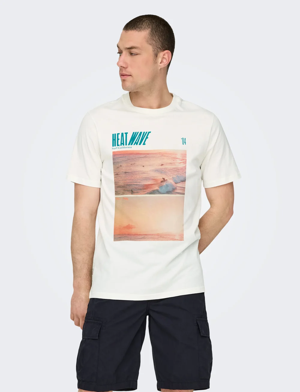 ONLY & SONS - ONSMAGDY LIFE REG PHOTOPRINT SS TEE - lühikeste varrukatega t-särgid - cloud dancer - 0