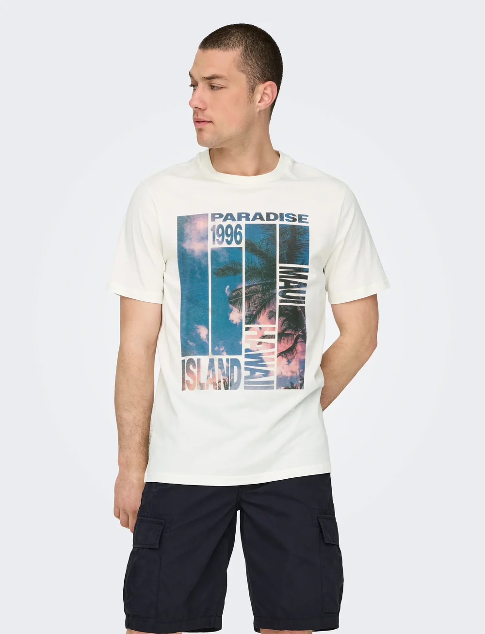 ONLY & SONS - ONSMAGDY LIFE REG PHOTOPRINT SS TEE - lühikeste varrukatega t-särgid - cloud dancer - 0