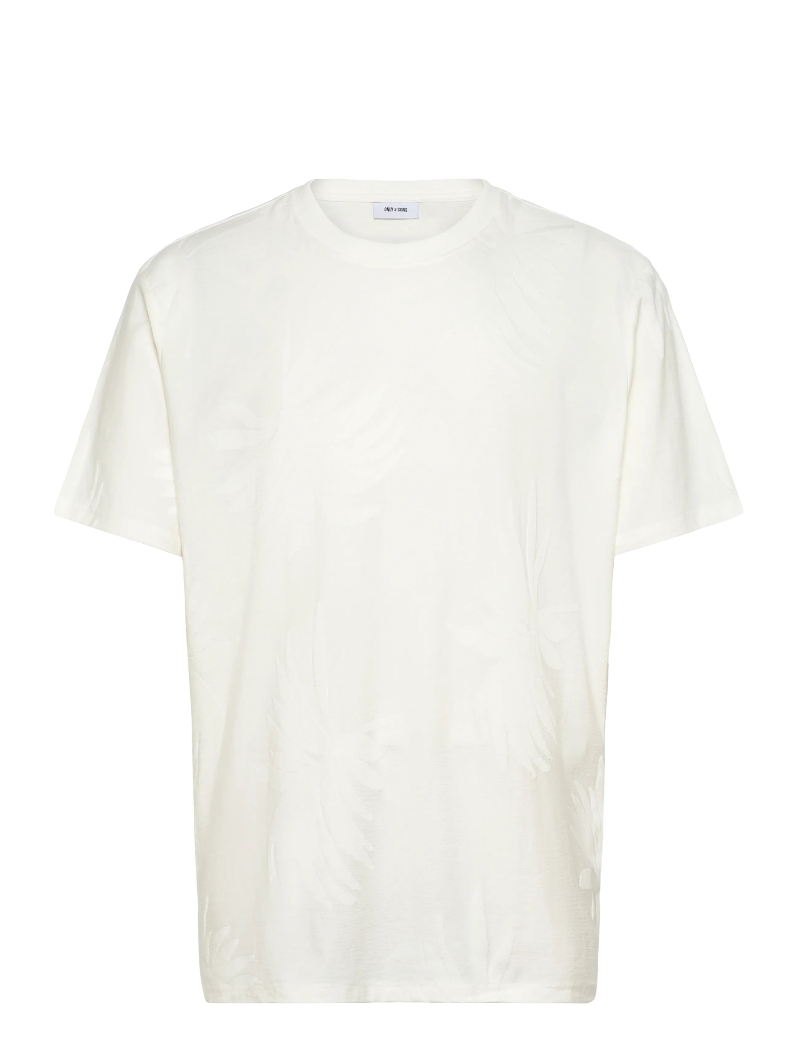 ONLY & SONS Onsmarco Life Reg Palm Jacquard Ss Tee, Mænd, Palme Jacquard T-Shirt, Cream, Str: S