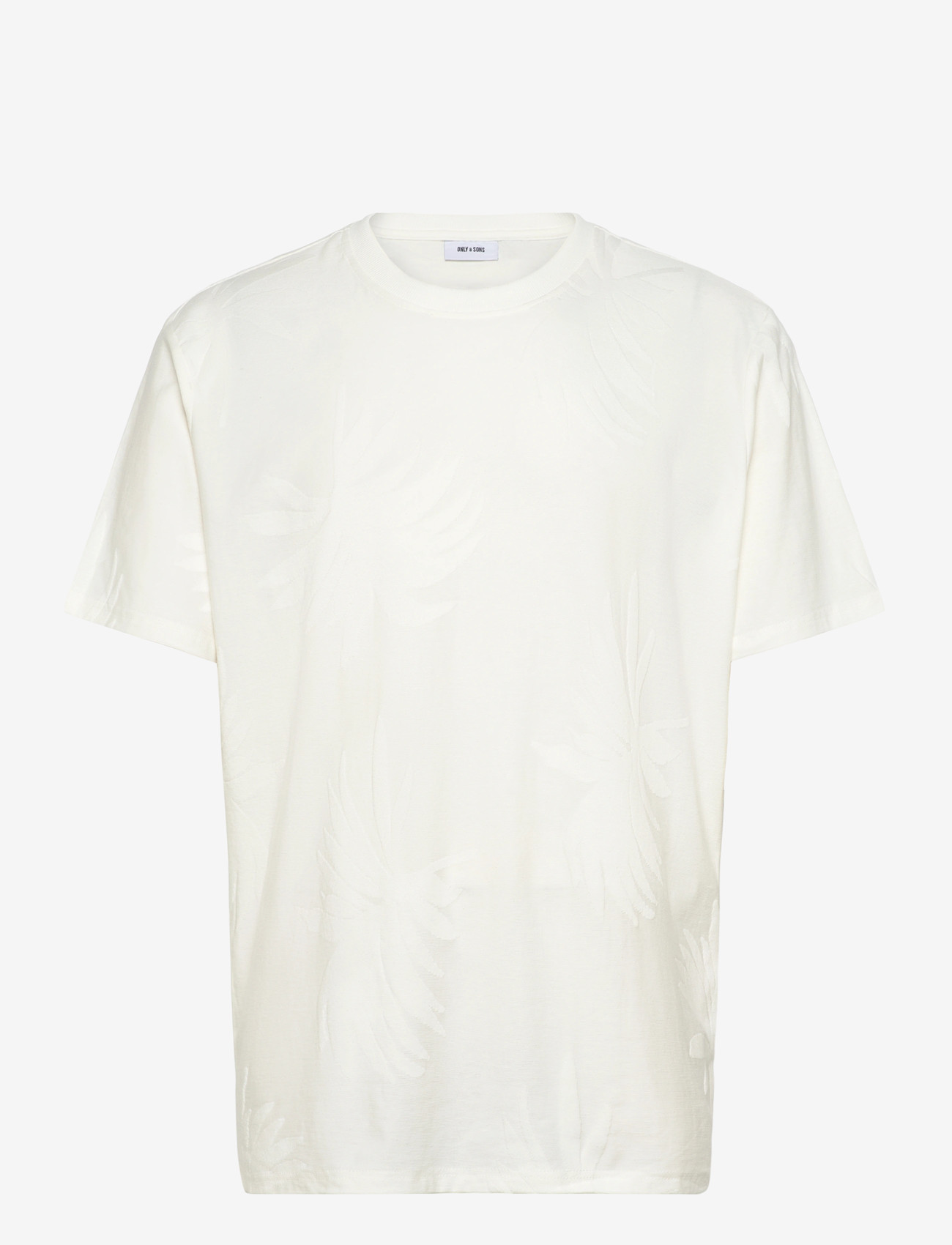 ONLY & SONS - ONSMARCO LIFE REG PALM JACQUARD SS TEE - kortærmede t-shirts - cloud dancer - 0