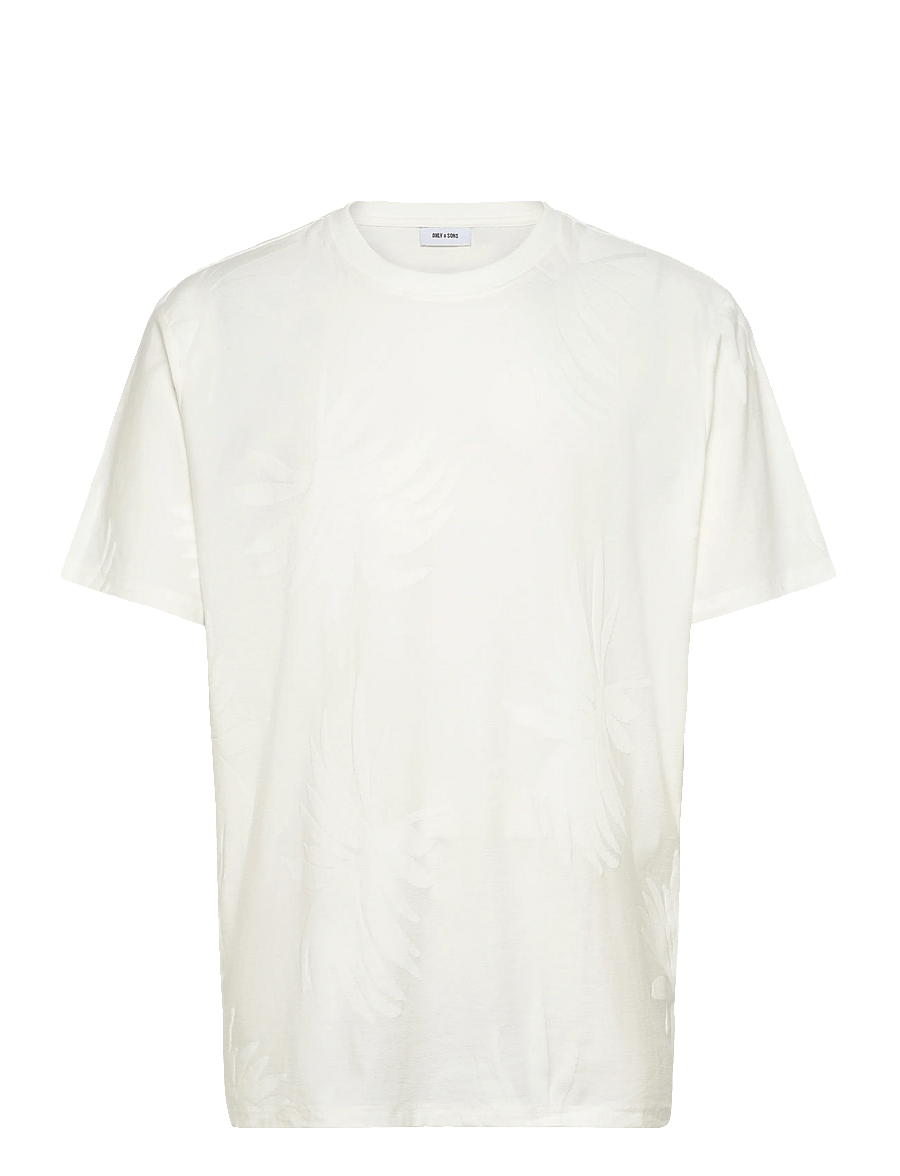 ONLY & SONS - ONSMARCO LIFE REG PALM JACQUARD SS TEE - kurzärmelige t-shirts - cloud dancer - 0