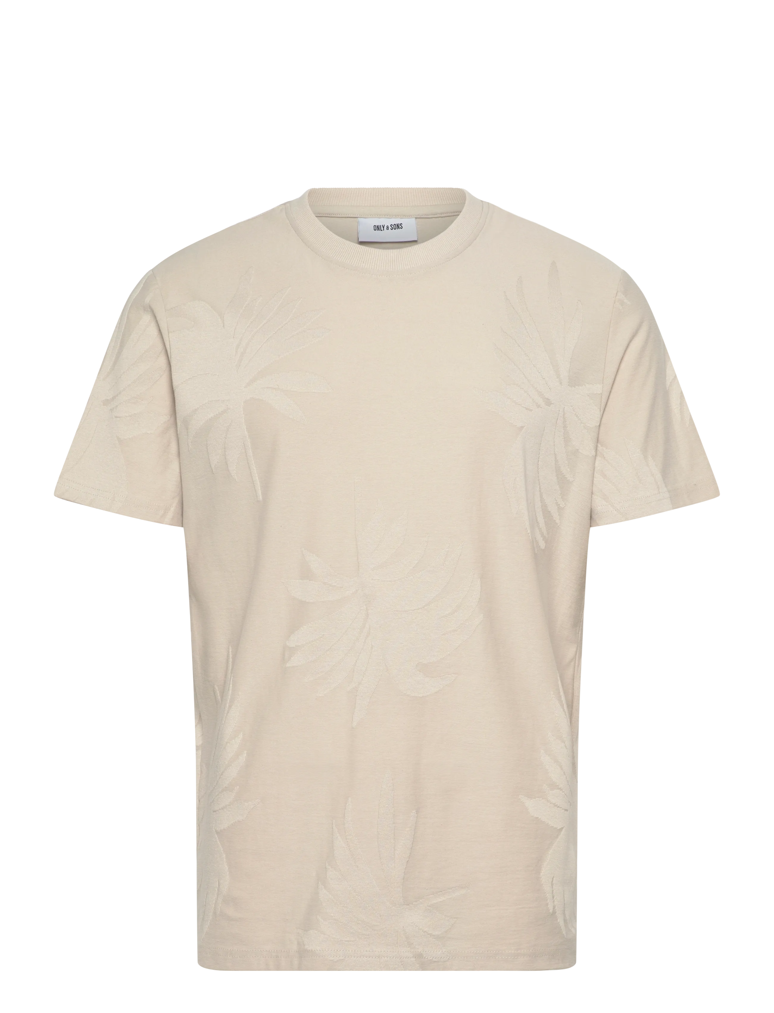ONLY & SONS Onsmarco Life Reg Palm Jacquard Ss Tee, Mænd, Palme Jacquard T-Shirt, Cream, Str: XXL