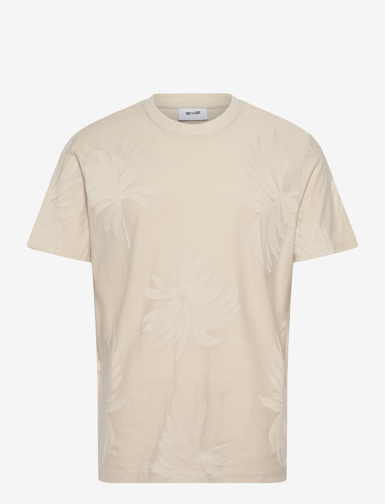 ONLY & SONS - ONSMARCO LIFE REG PALM JACQUARD SS TEE - kortærmede t-shirts - silver lining - 0