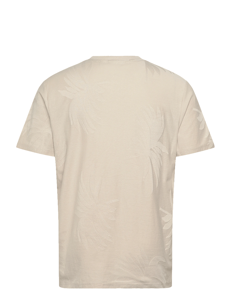 ONLY & SONS - ONSMARCO LIFE REG PALM JACQUARD SS TEE - short-sleeved t-shirts - silver lining - 1
