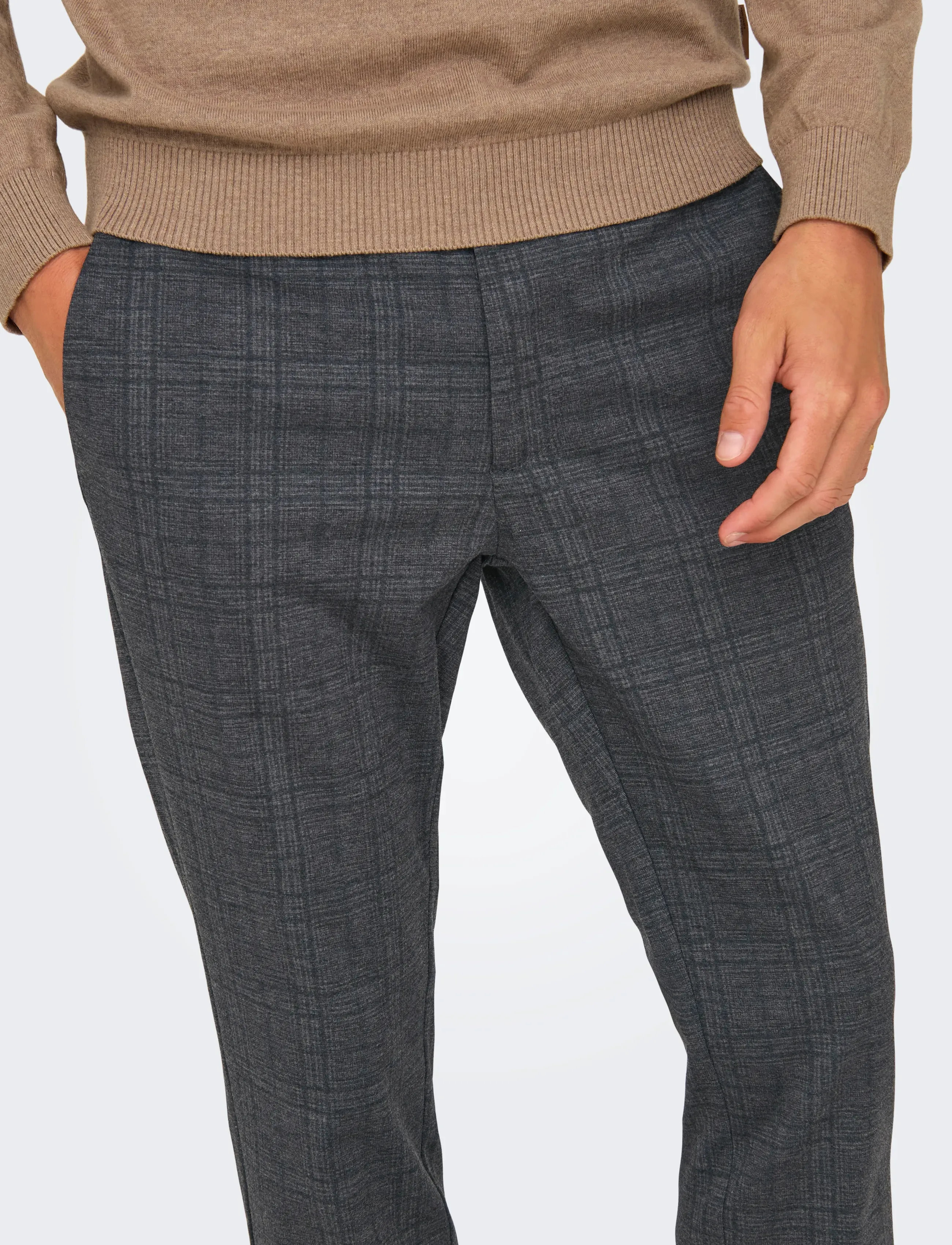 ONLY & SONS - ONSMARK SLIM CHECK 020933 PANT NOOS - demitasse - 4
