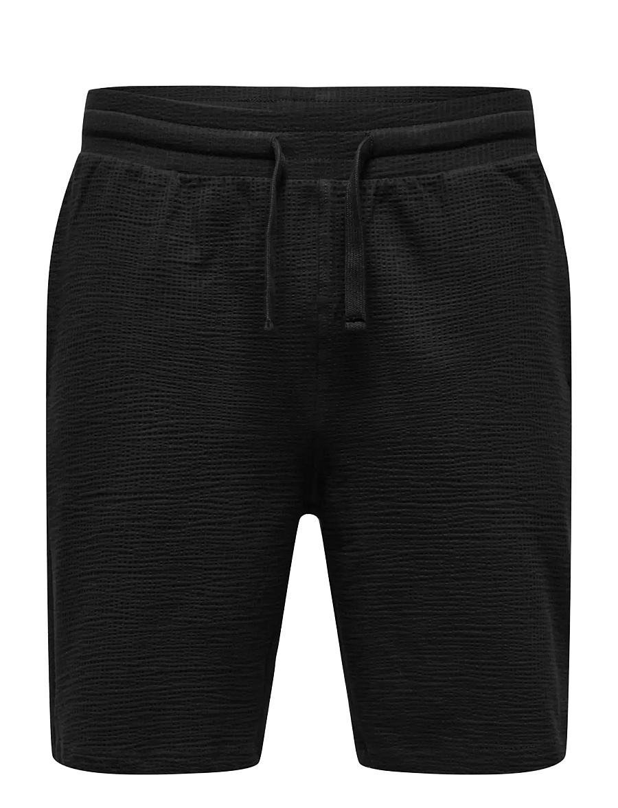 ONLY & SONS - ONSKIAN LIFE REG SEERSUCKER SHORTS NOOS - kasdienio stiliaus šortai - black - 0