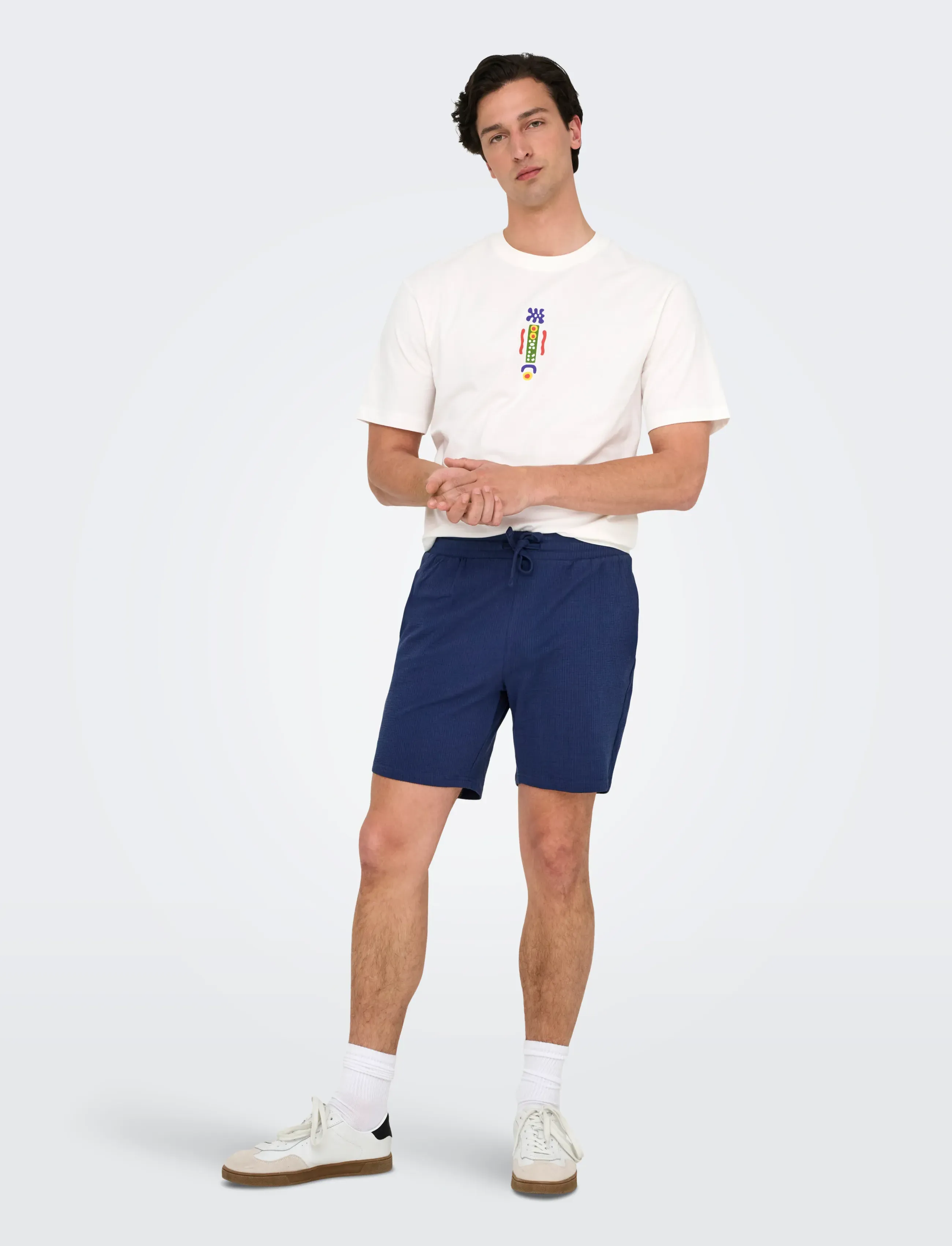 ONLY & SONS - ONSKIAN LIFE REG SEERSUCKER SHORTS NOOS - casual shorts - naval academy - 4