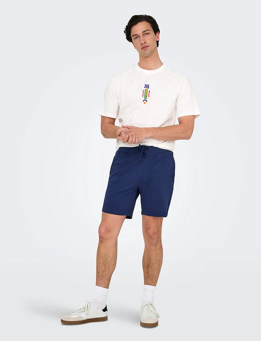 ONLY & SONS - ONSKIAN LIFE REG SEERSUCKER SHORTS NOOS - freizeitshorts - naval academy - 4