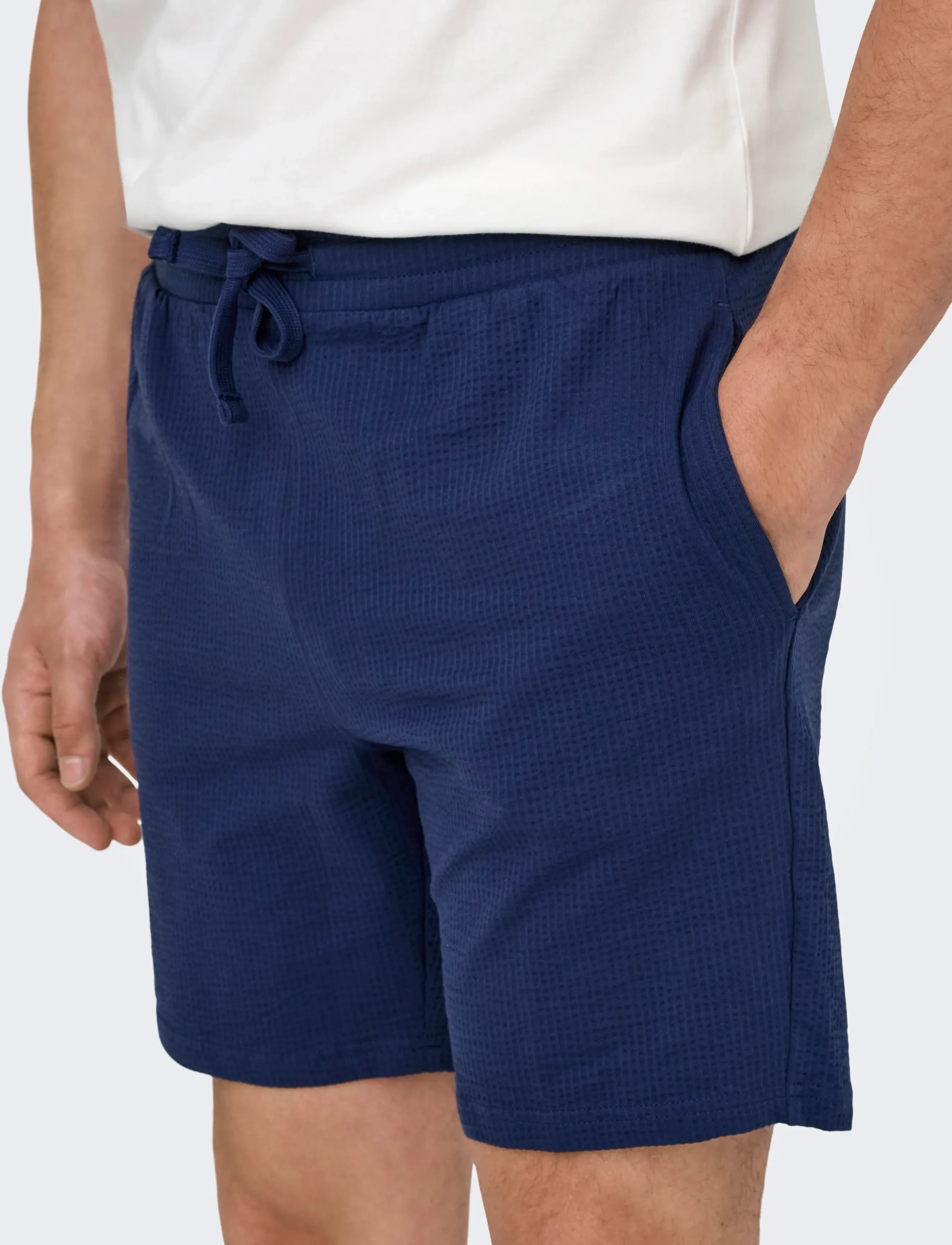 ONLY & SONS - ONSKIAN LIFE REG SEERSUCKER SHORTS NOOS - casual shorts - naval academy - 5