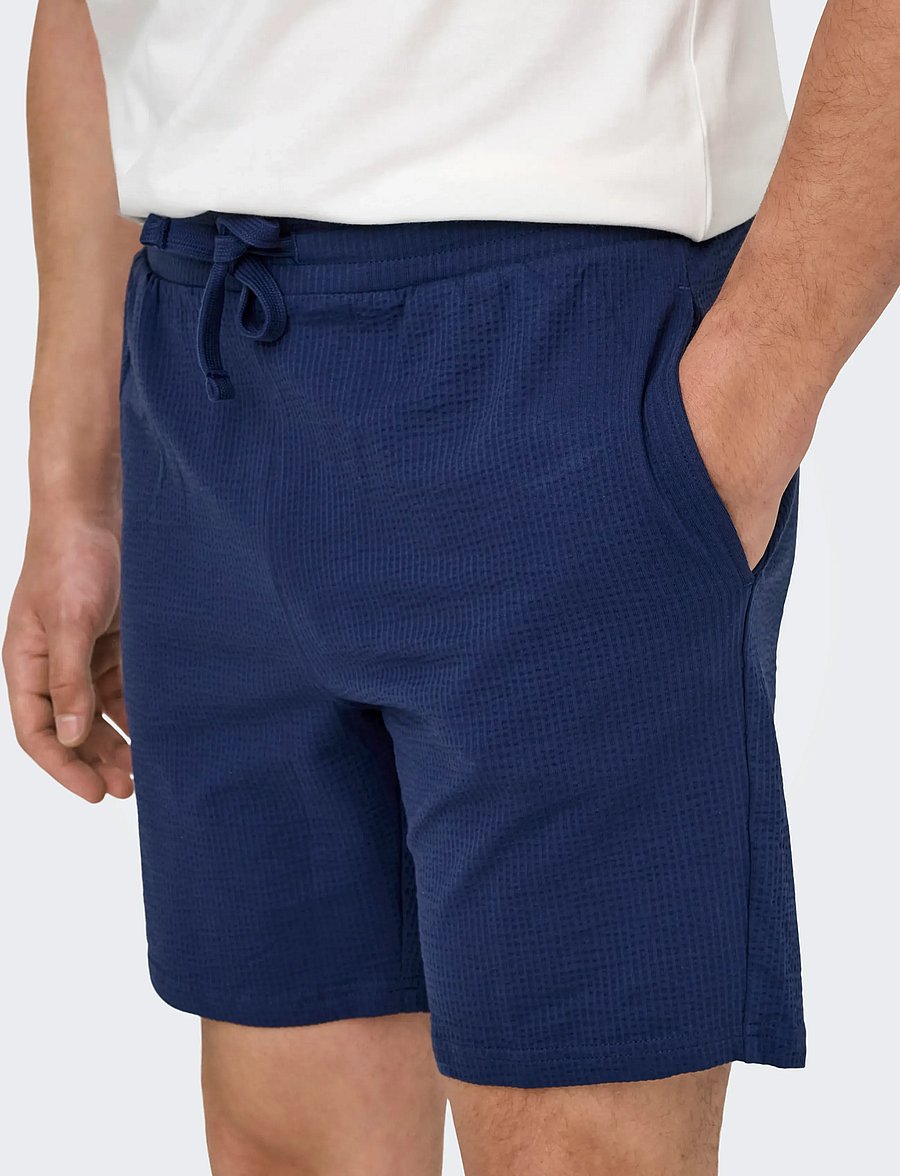 ONLY & SONS - ONSKIAN LIFE REG SEERSUCKER SHORTS NOOS - short décontracté - naval academy - 5