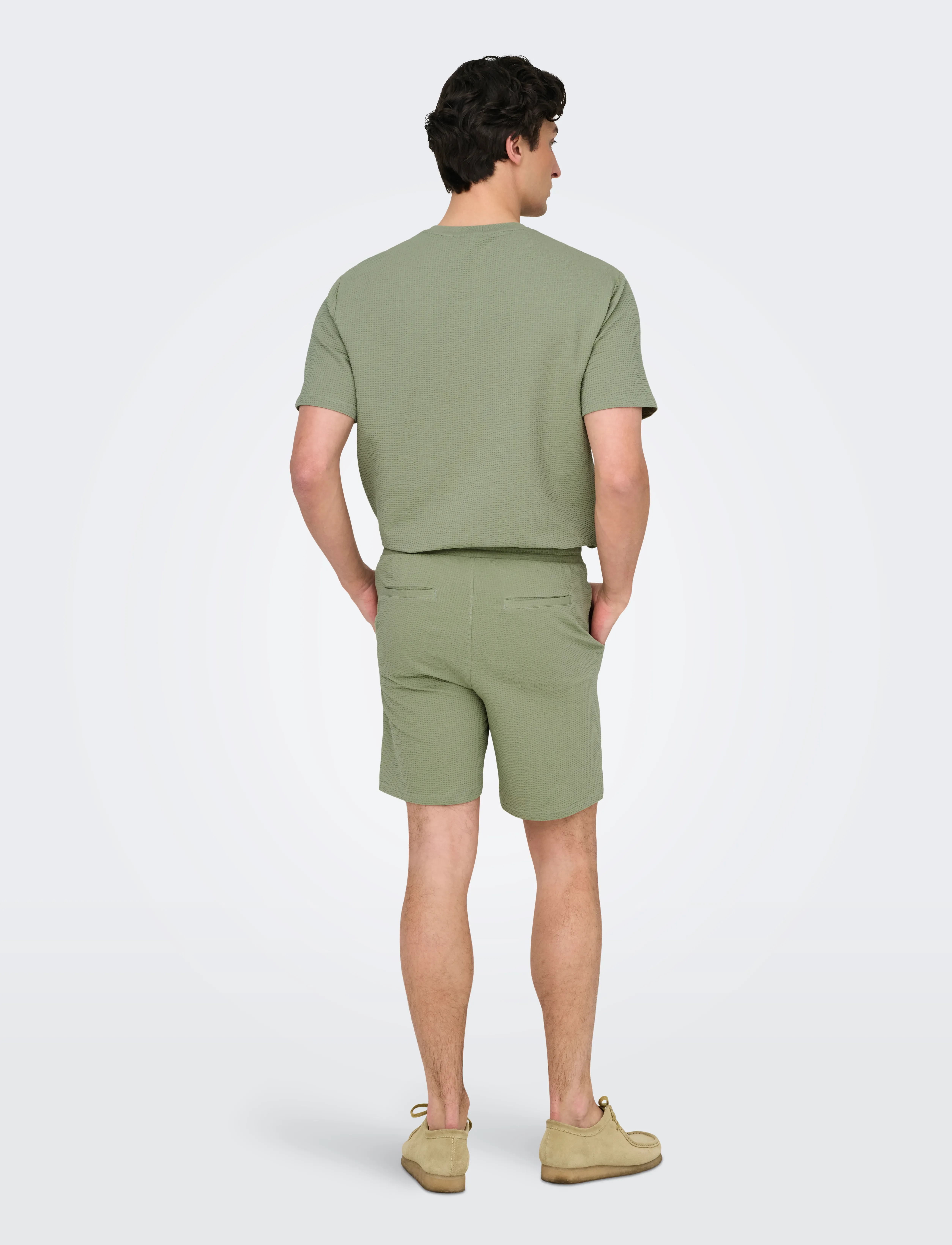 ONLY & SONS - ONSKIAN LIFE REG SEERSUCKER SHORTS NOOS - krótkie spodenki - seagrass - 3