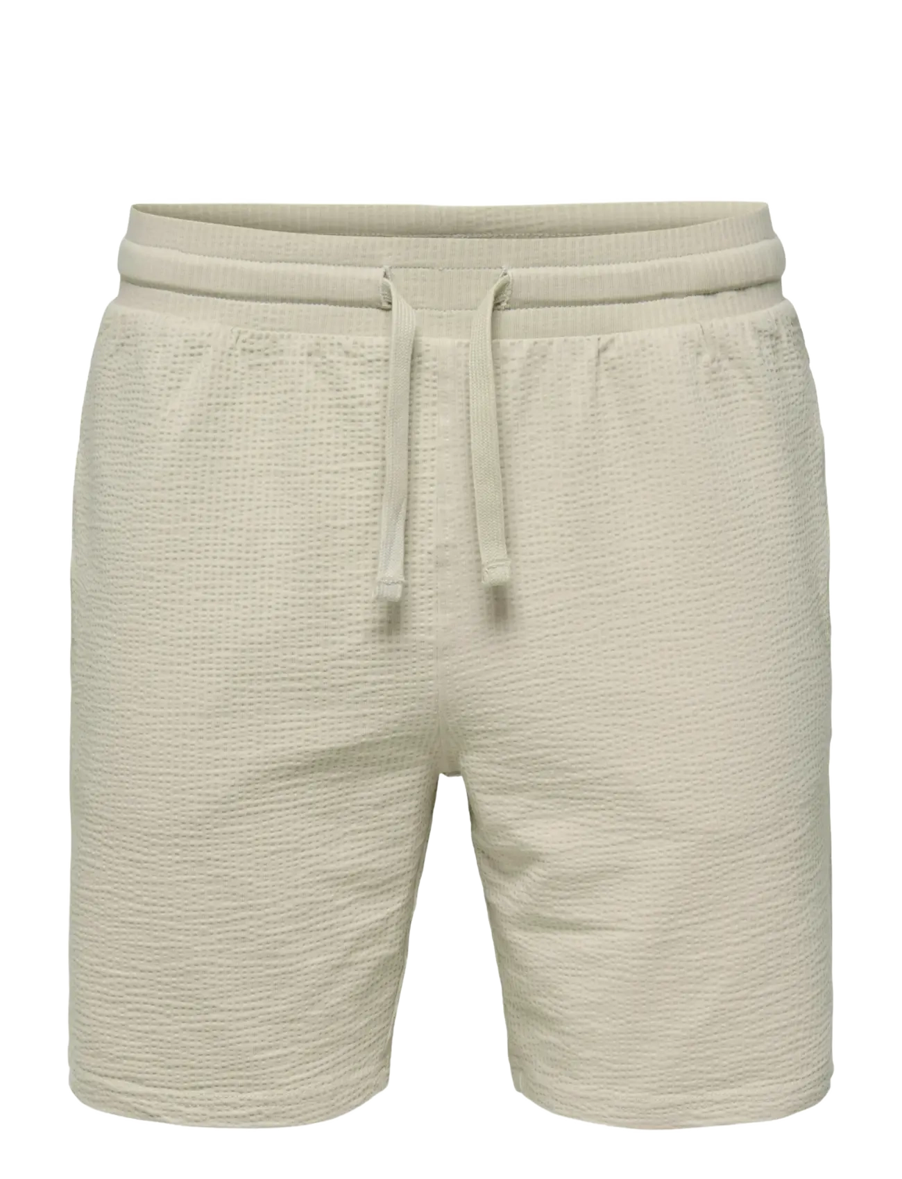 ONLY & SONS ONSKIAN LIFE REG SEERSUCKER SHORTS NOOS - Sweat shorts - SILVER LINING / beige
