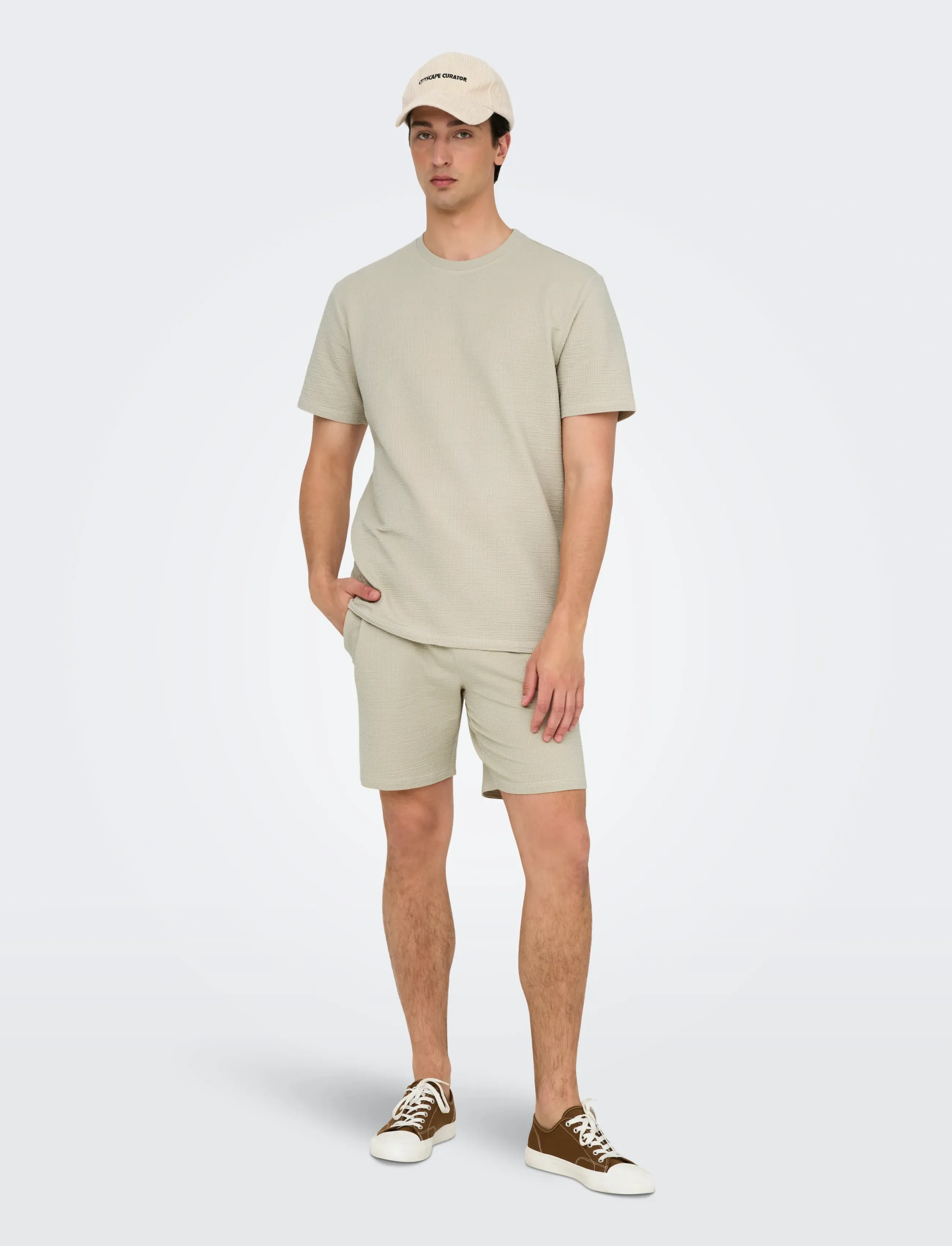 ONLY & SONS - ONSKIAN LIFE REG SEERSUCKER SHORTS NOOS - lühikesed vabaajapüksid - silver lining - 4