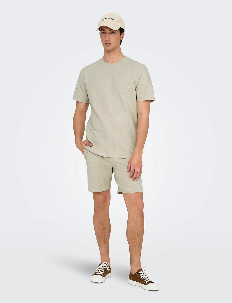 ONLY & SONS - ONSKIAN LIFE REG SEERSUCKER SHORTS NOOS - freizeitshorts - silver lining - 4