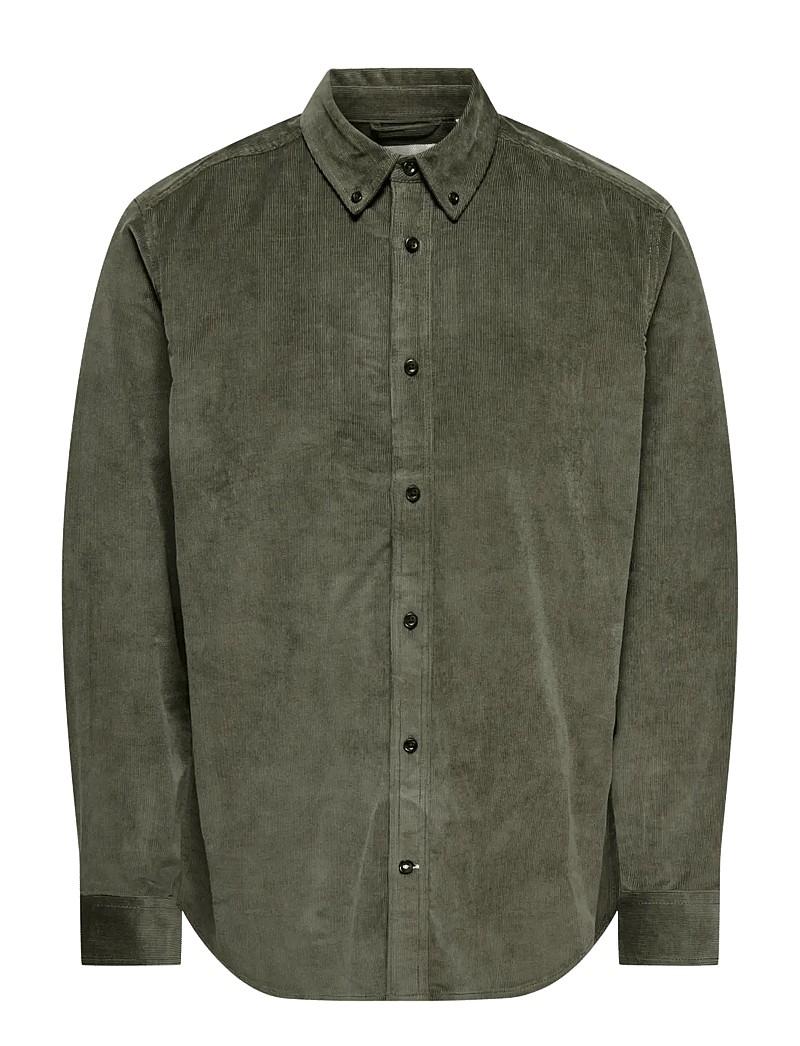 ONLY & SONS - ONSMICHAEL 18W REG CORD STRETCH LS NOOS - cordhemden - castor gray - 1
