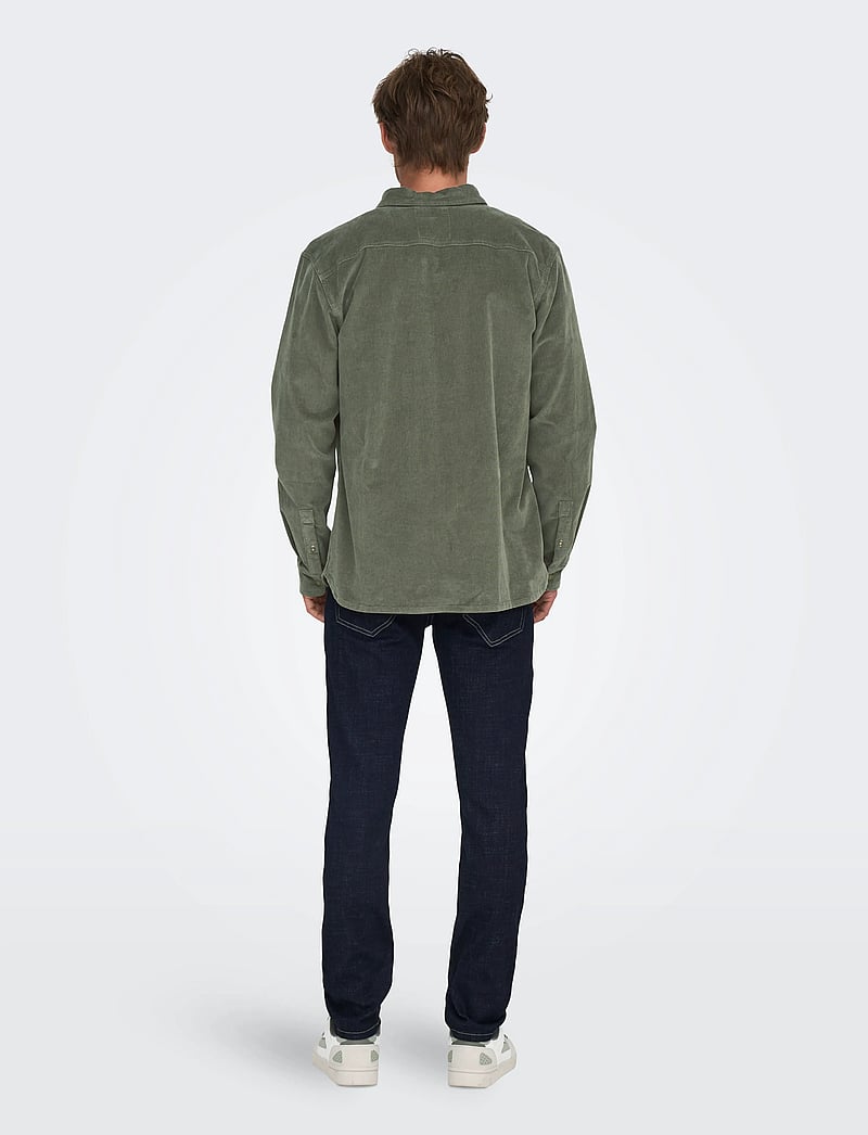 ONLY & SONS - ONSMICHAEL 18W REG CORD STRETCH LS NOOS - cordhemden - castor gray - 3