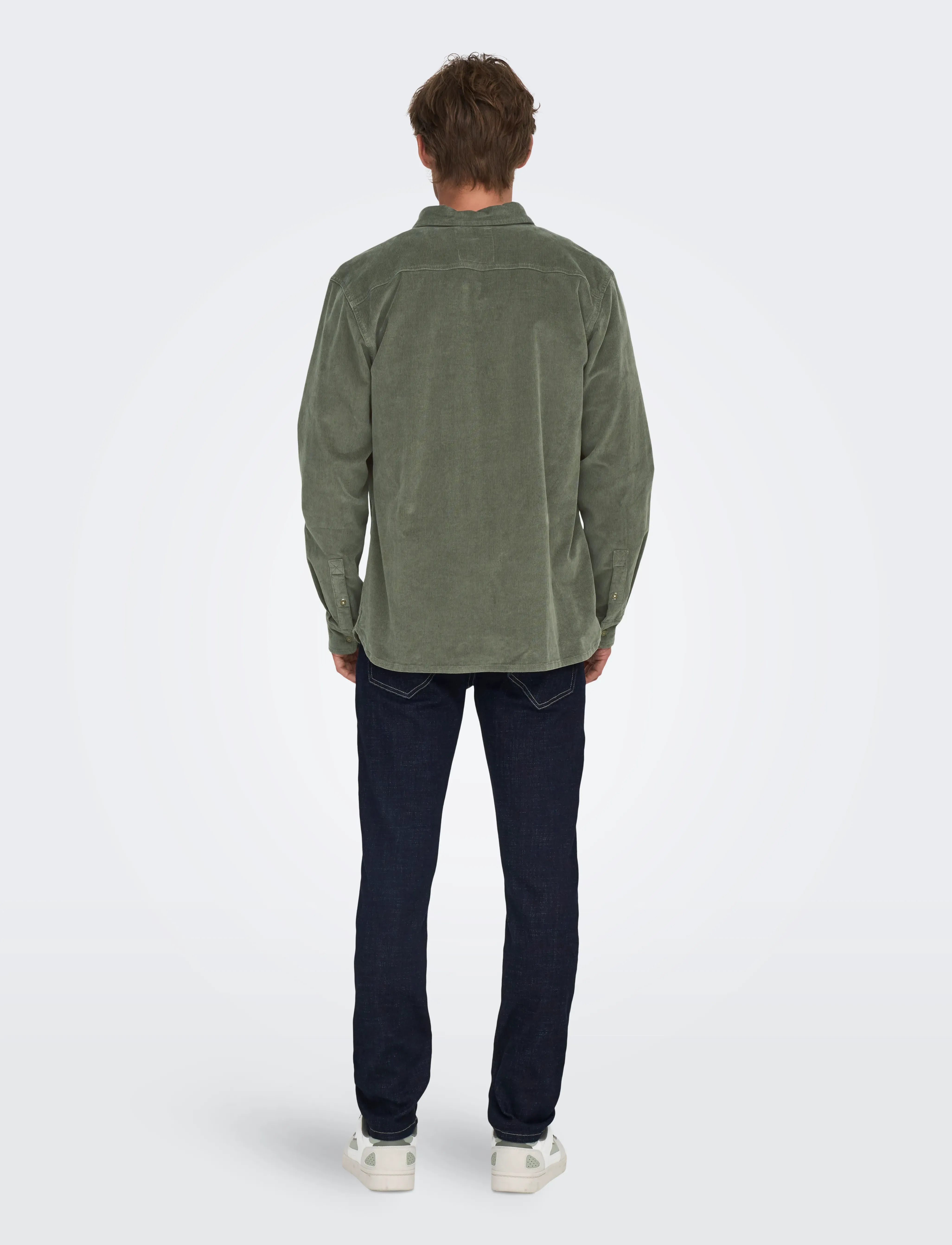 ONLY & SONS - ONSMICHAEL 18W REG CORD STRETCH LS NOOS - kordfløyelsskjorter - castor gray - 3
