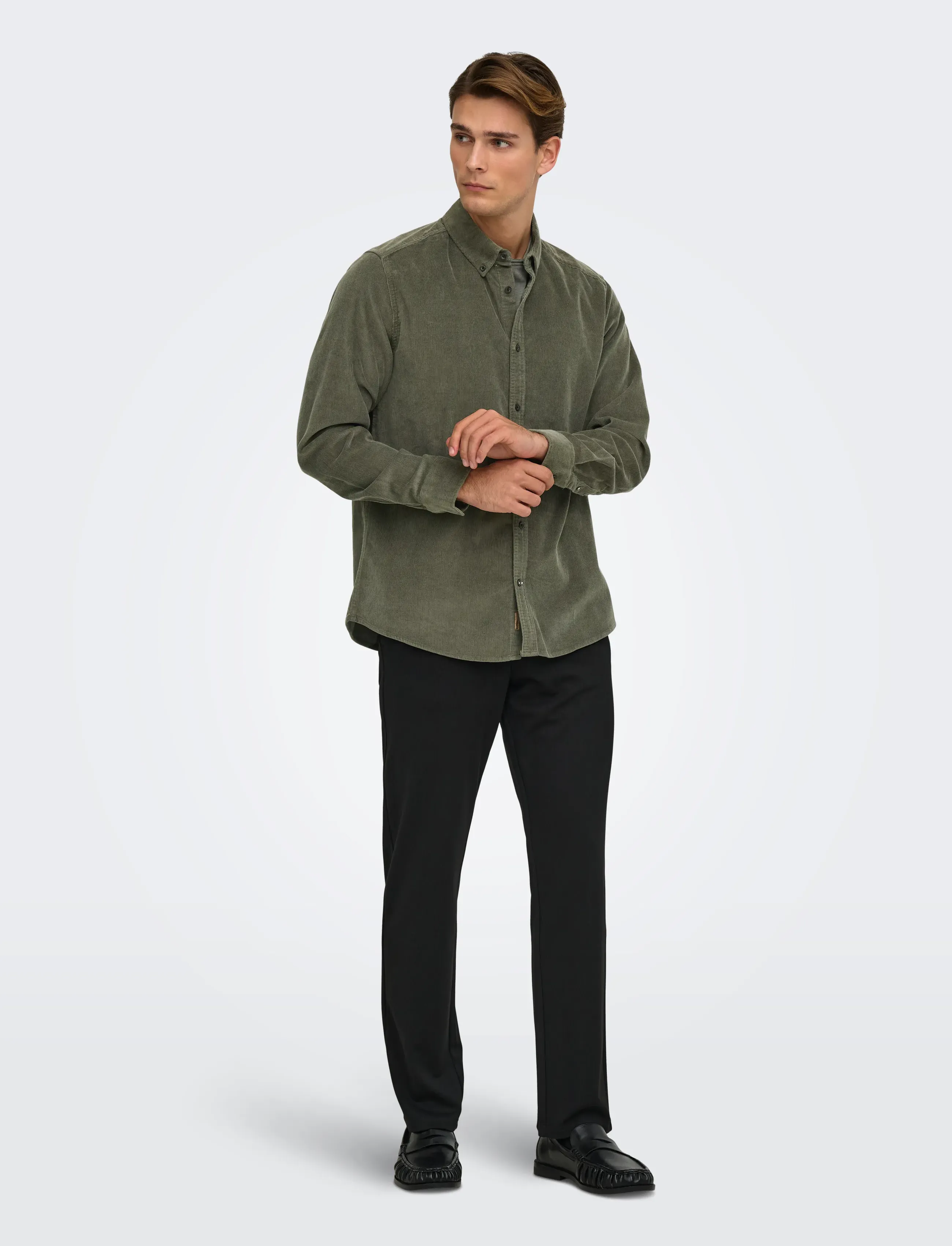 ONLY & SONS - ONSMICHAEL 18W REG CORD STRETCH LS NOOS - lowest prices - castor gray - 4