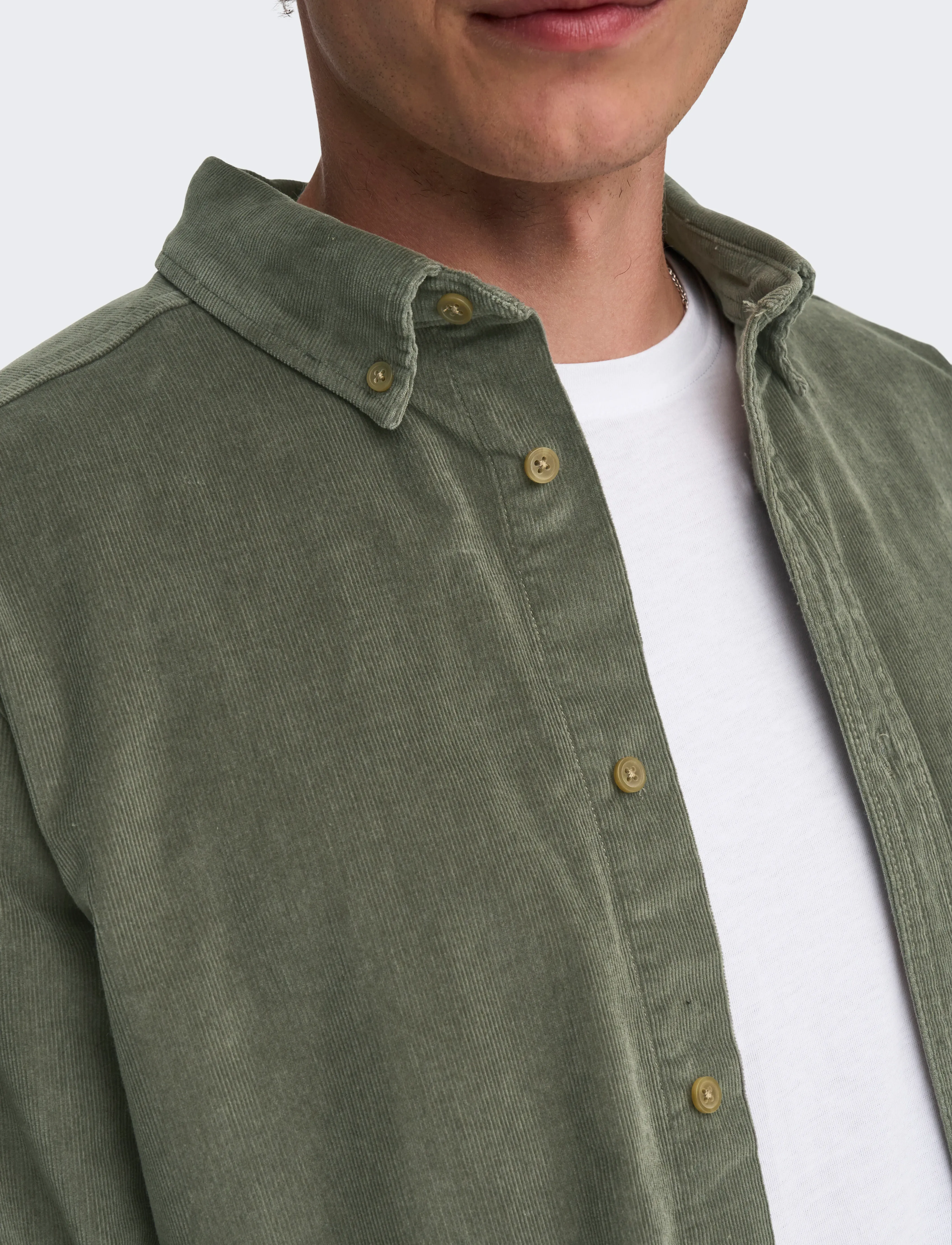 ONLY & SONS - ONSMICHAEL 18W REG CORD STRETCH LS NOOS - kordfløyelsskjorter - castor gray - 5
