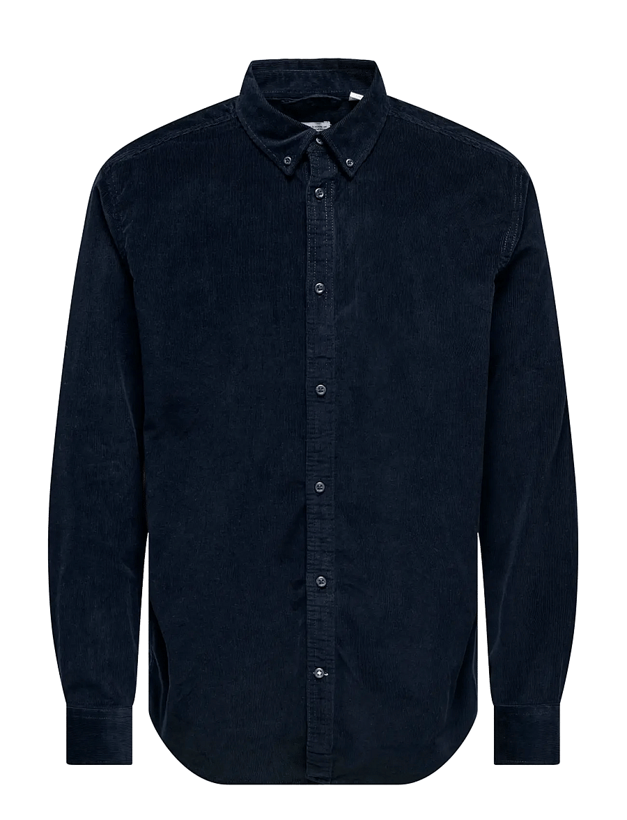 ONLY & SONS - ONSMICHAEL 18W REG CORD STRETCH LS NOOS - cordhemden - dark sapphire - 1