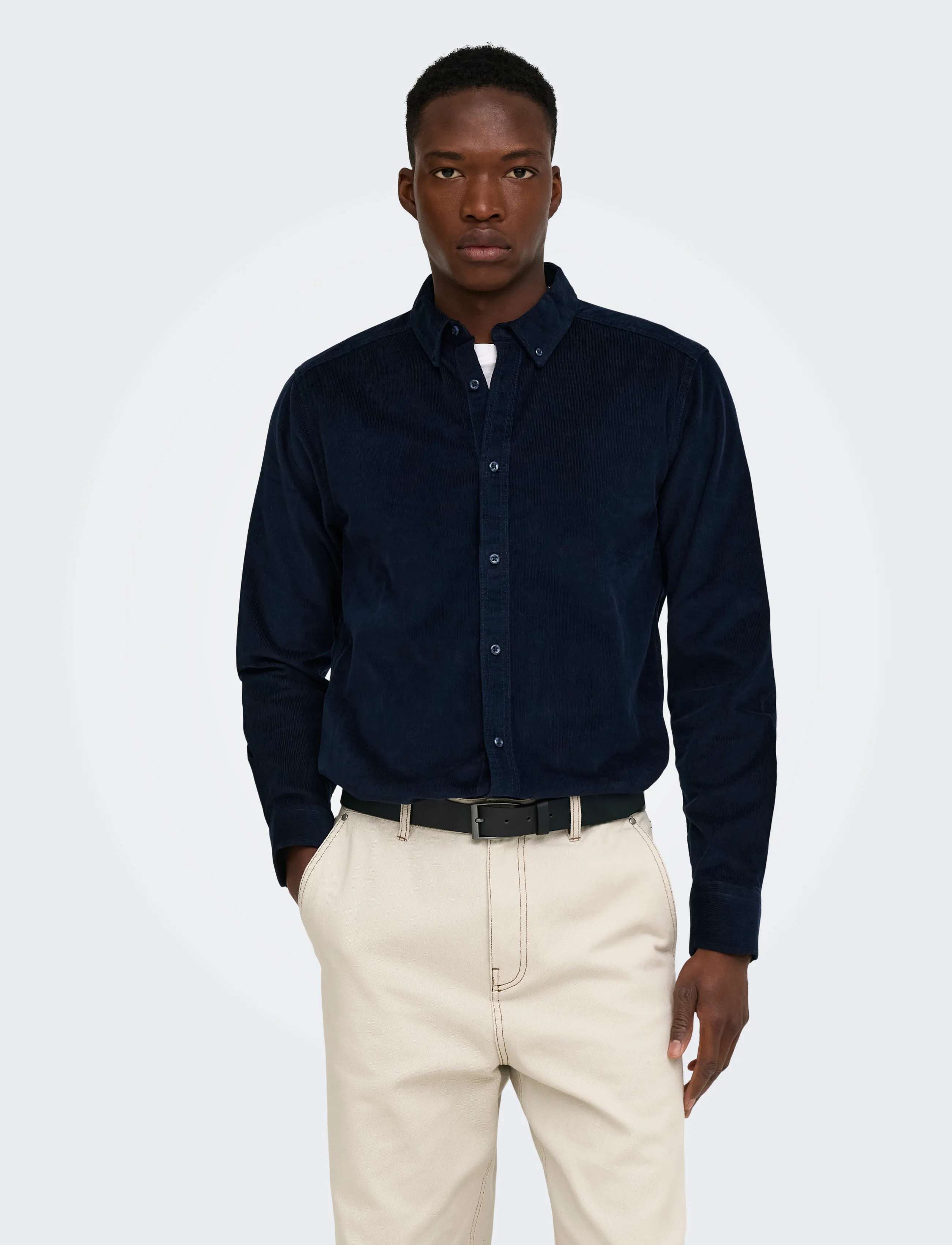 ONLY & SONS ONSMICHAEL 18W REG CORD STRETCH LS NOOS - Tøj - DARK SAPPHIRE / navy