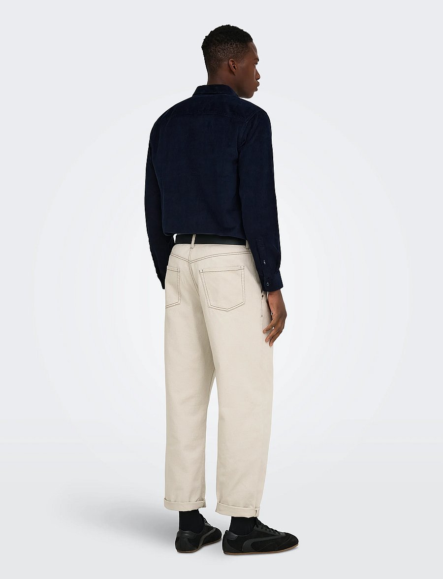 ONLY & SONS - ONSMICHAEL 18W REG CORD STRETCH LS NOOS - cordhemden - dark sapphire - 3
