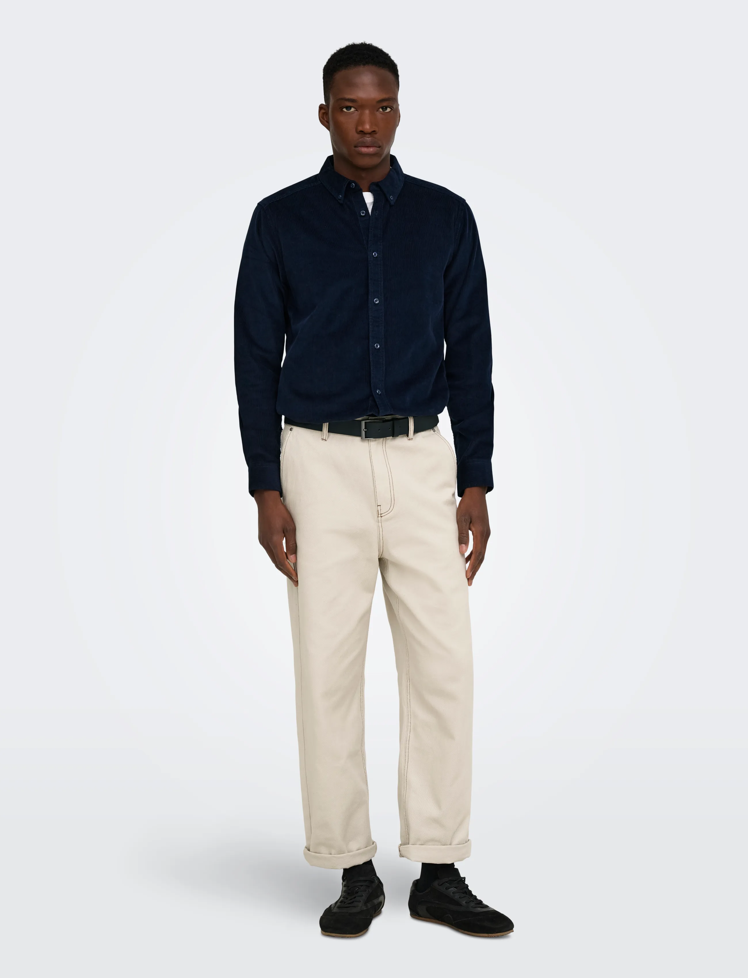 ONLY & SONS - ONSMICHAEL 18W REG CORD STRETCH LS NOOS - fløjlsskjorter - dark sapphire - 4