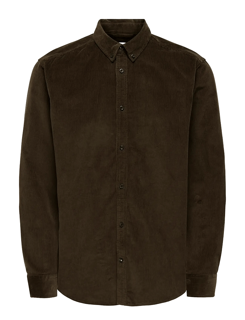 ONLY & SONS - ONSMICHAEL 18W REG CORD STRETCH LS NOOS - fløjlsskjorter - demitasse - 0