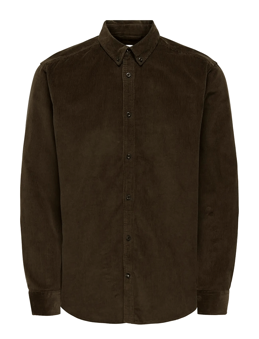 ONLY & SONS - ONSMICHAEL 18W REG CORD STRETCH LS NOOS - cordhemden - demitasse - 1