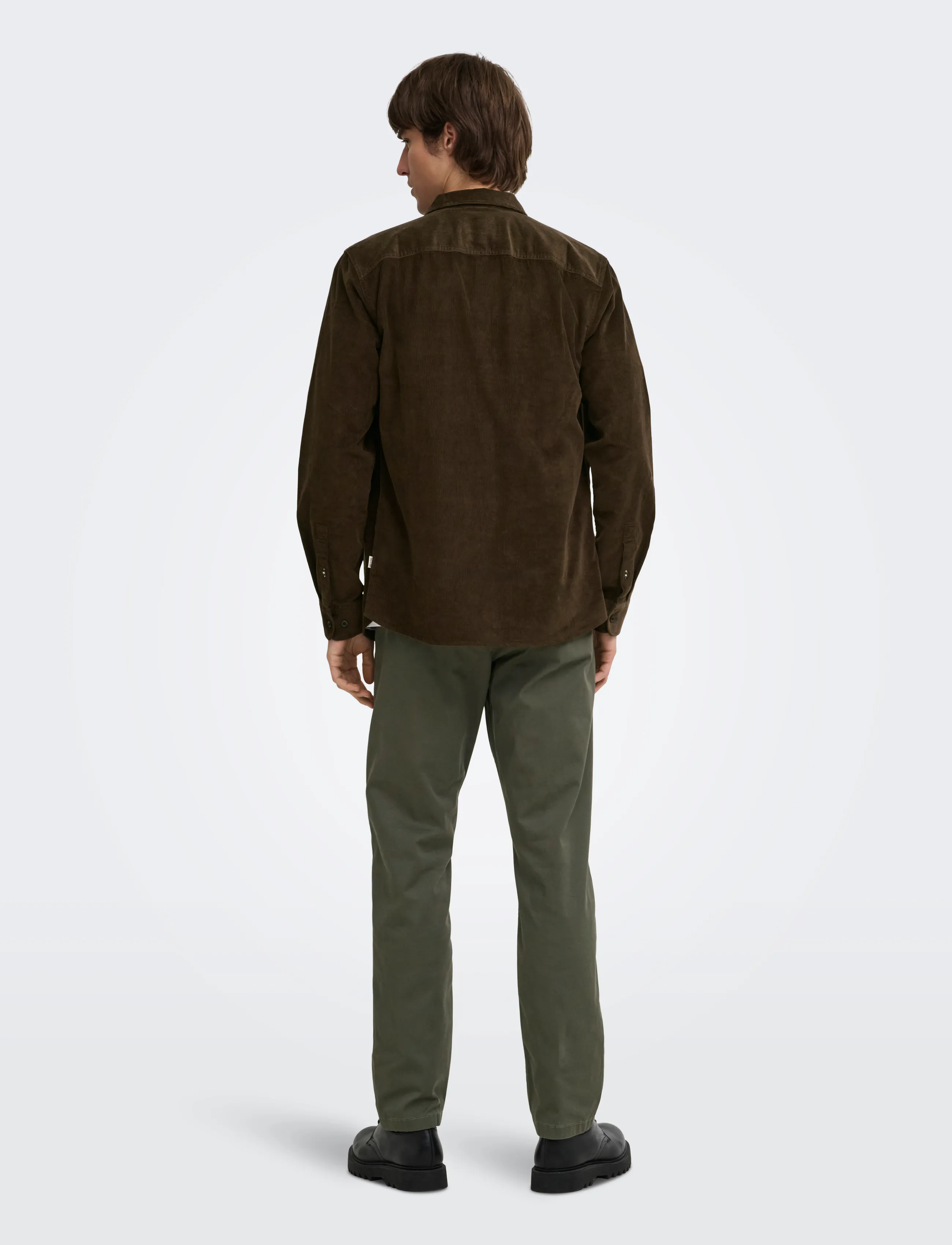 ONLY & SONS - ONSMICHAEL 18W REG CORD STRETCH LS NOOS - velvetsärgid - demitasse - 3