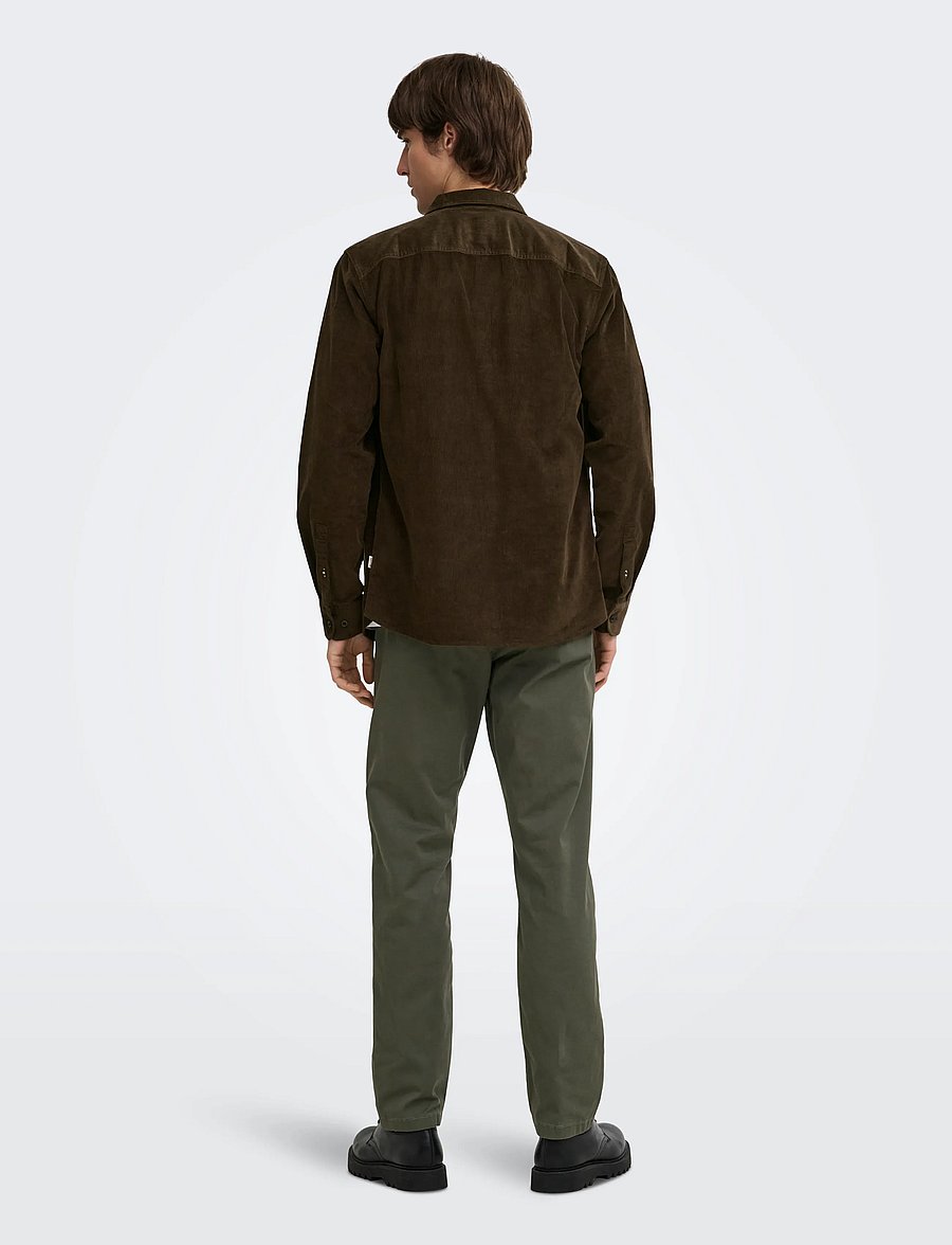ONLY & SONS - ONSMICHAEL 18W REG CORD STRETCH LS NOOS - cordhemden - demitasse - 3
