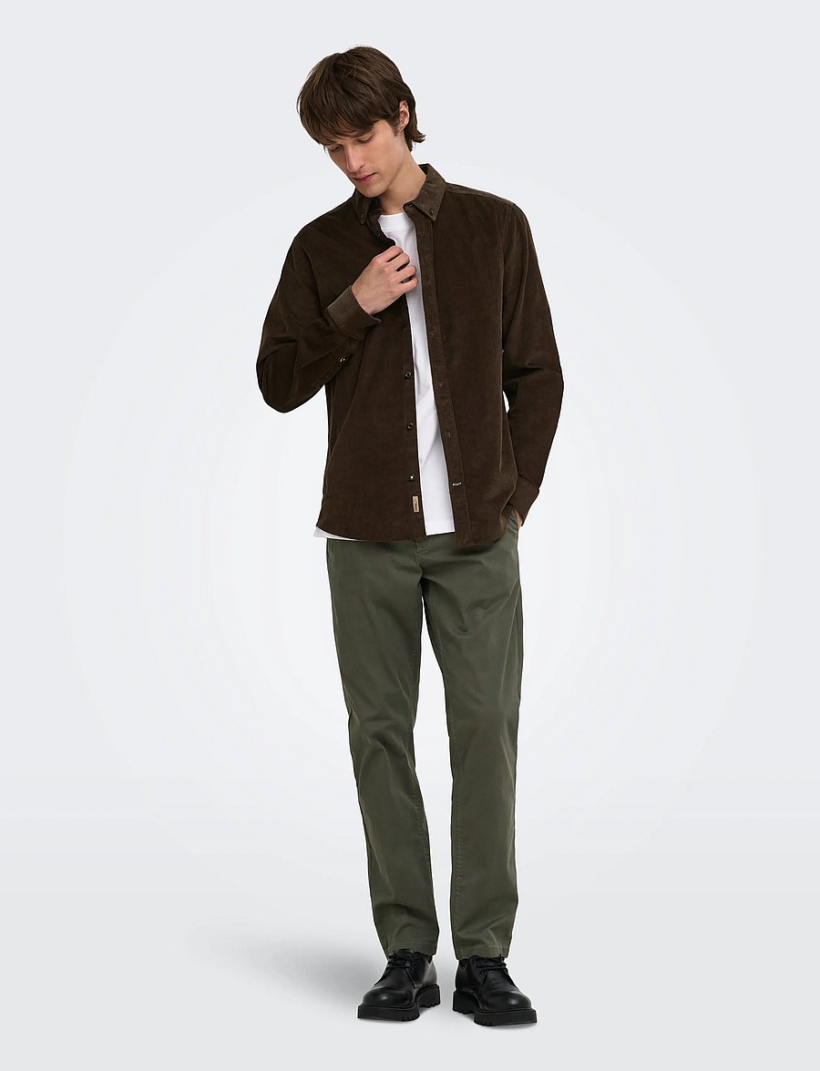 ONLY & SONS - ONSMICHAEL 18W REG CORD STRETCH LS NOOS - cordhemden - demitasse - 4