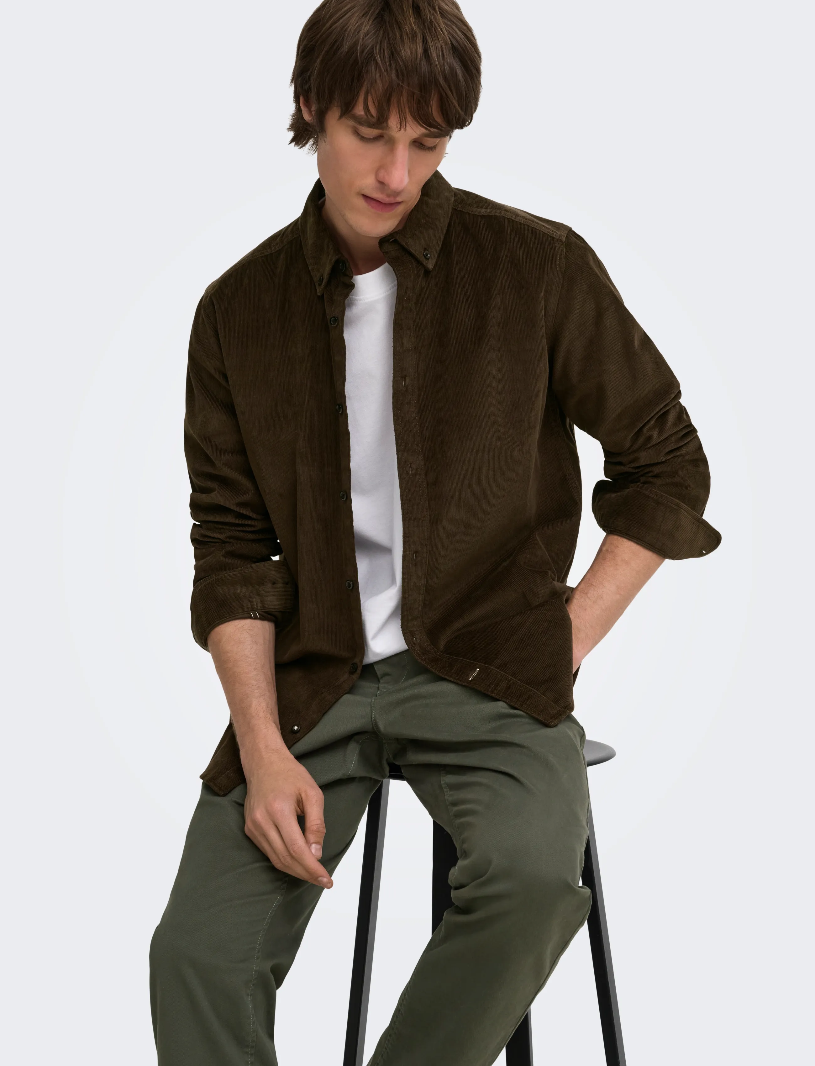 ONLY & SONS Onsmichael 18W Reg Cord Stretch Ls Noos casual skjortor herr – bild 5