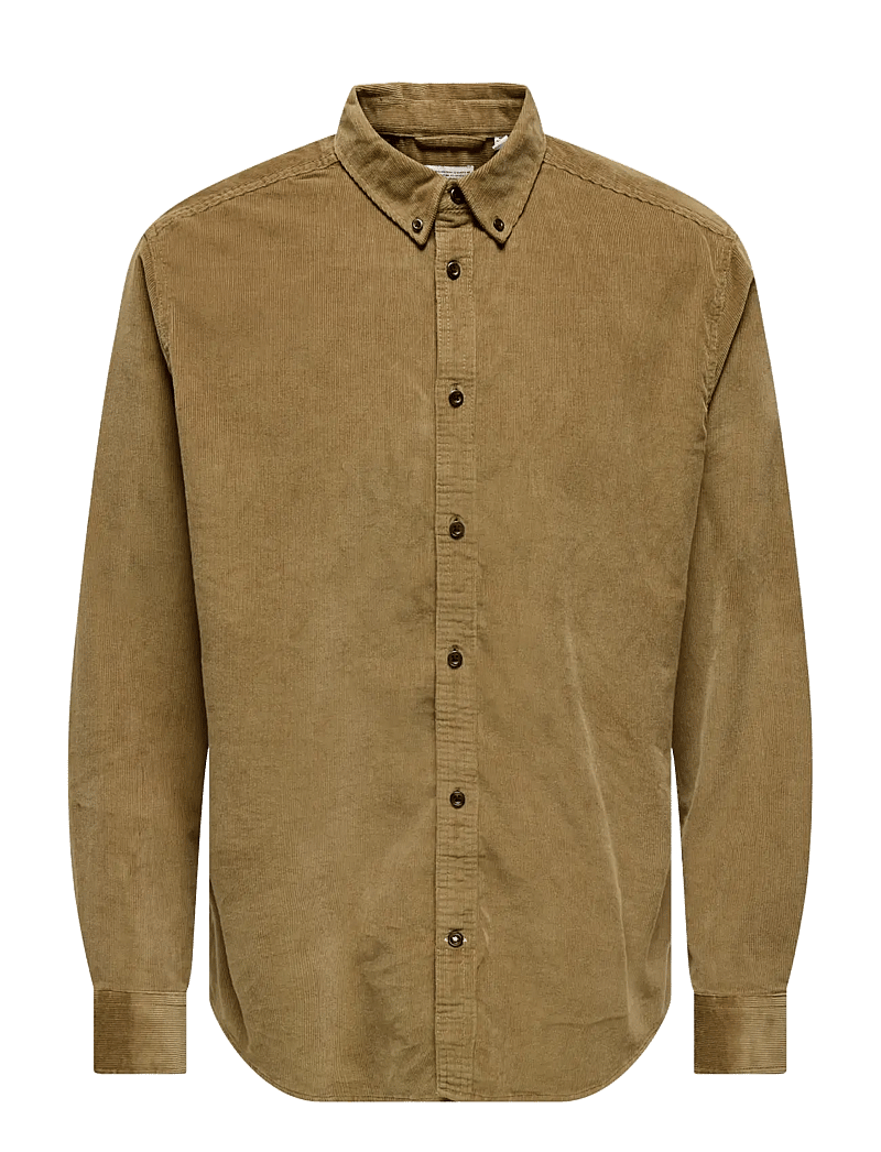 ONLY & SONS - ONSMICHAEL 18W REG CORD STRETCH LS NOOS - fløjlsskjorter - otter - 0