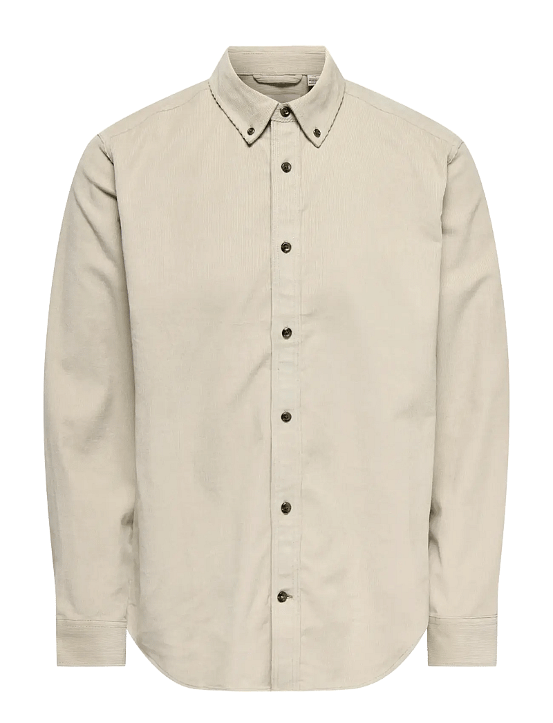 ONLY & SONS - ONSMICHAEL 18W REG CORD STRETCH LS NOOS - cordhemden - silver lining - 1
