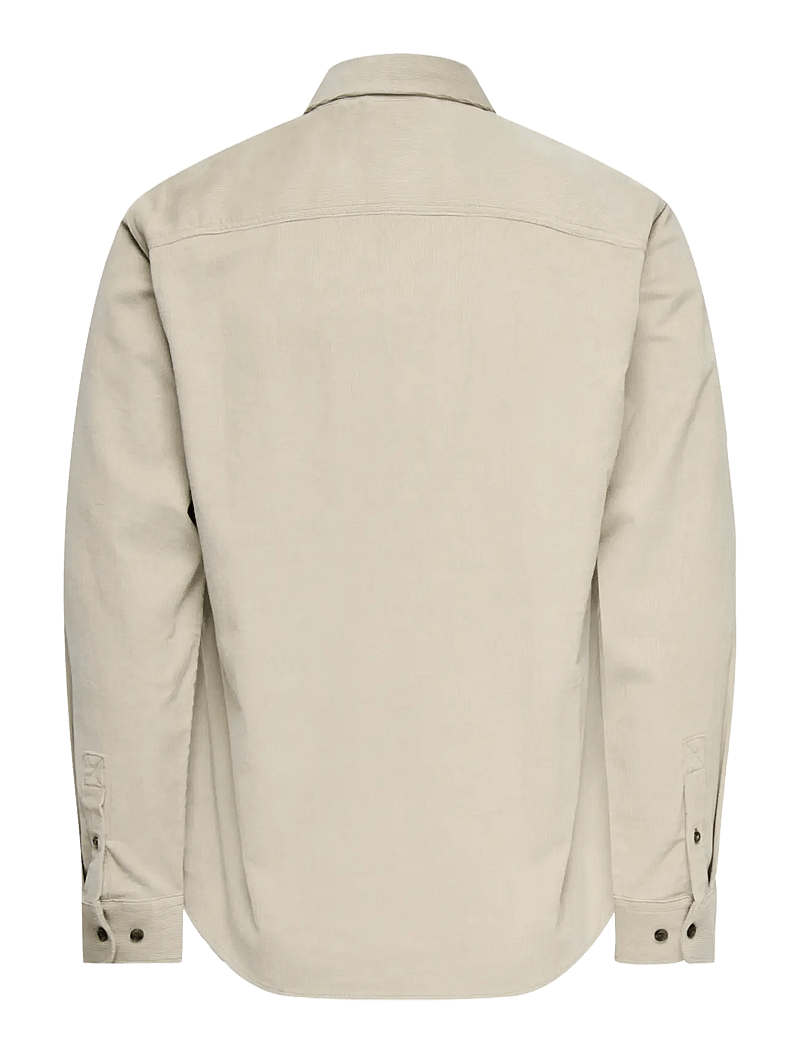ONLY & SONS - ONSMICHAEL 18W REG CORD STRETCH LS NOOS - cordhemden - silver lining - 2