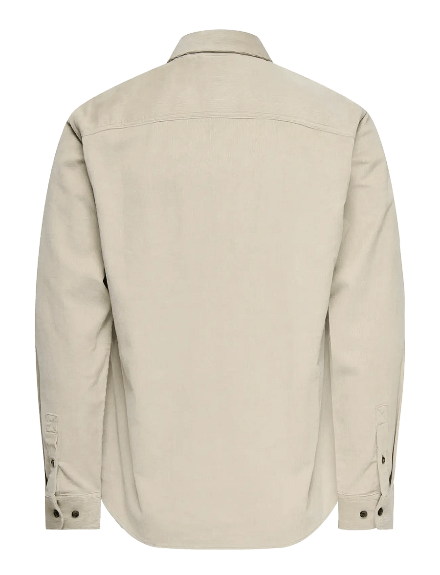 ONLY & SONS - ONSMICHAEL 18W REG CORD STRETCH LS NOOS - cordhemden - silver lining - 2